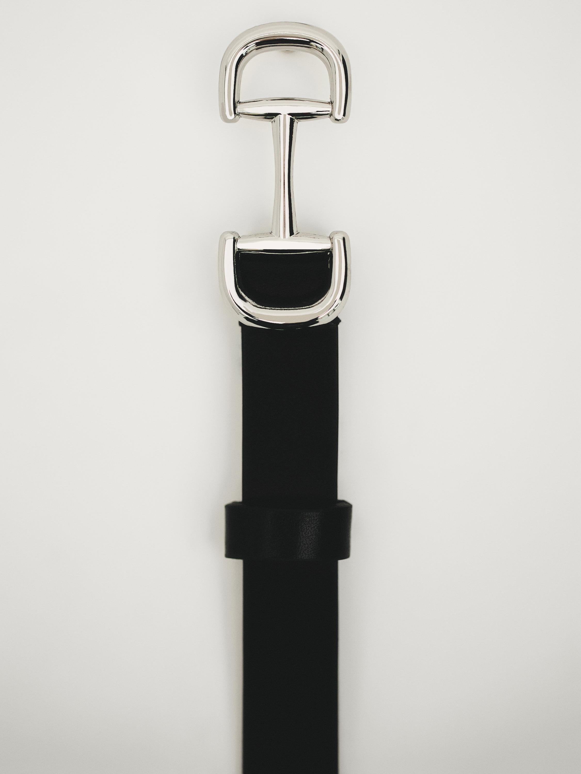 Leather belt with double buckle Massimo Dutti