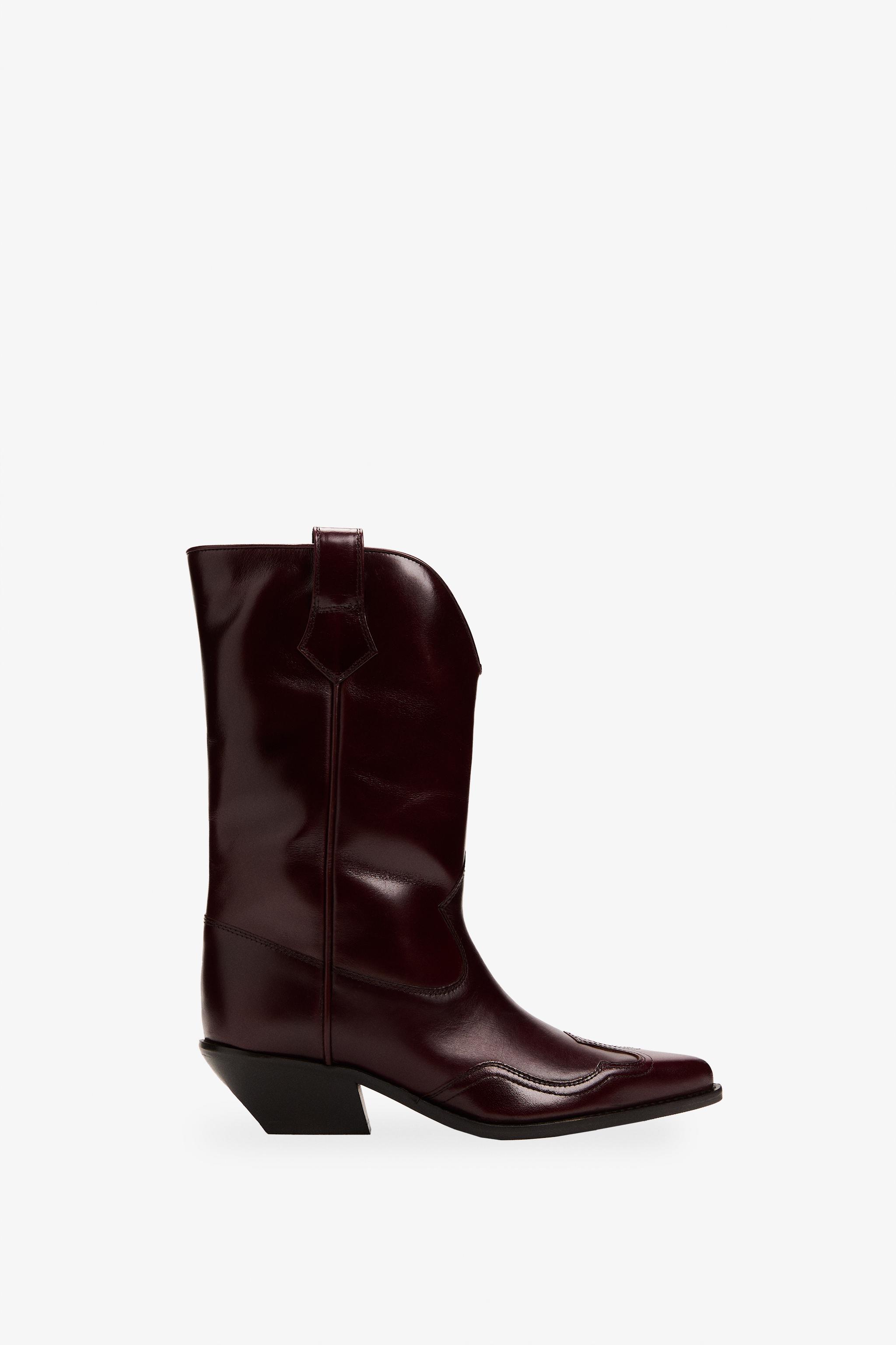 Женские Ковбойские сапоги Zara LEATHER COWBOY ANKLE BOOTS ZARA