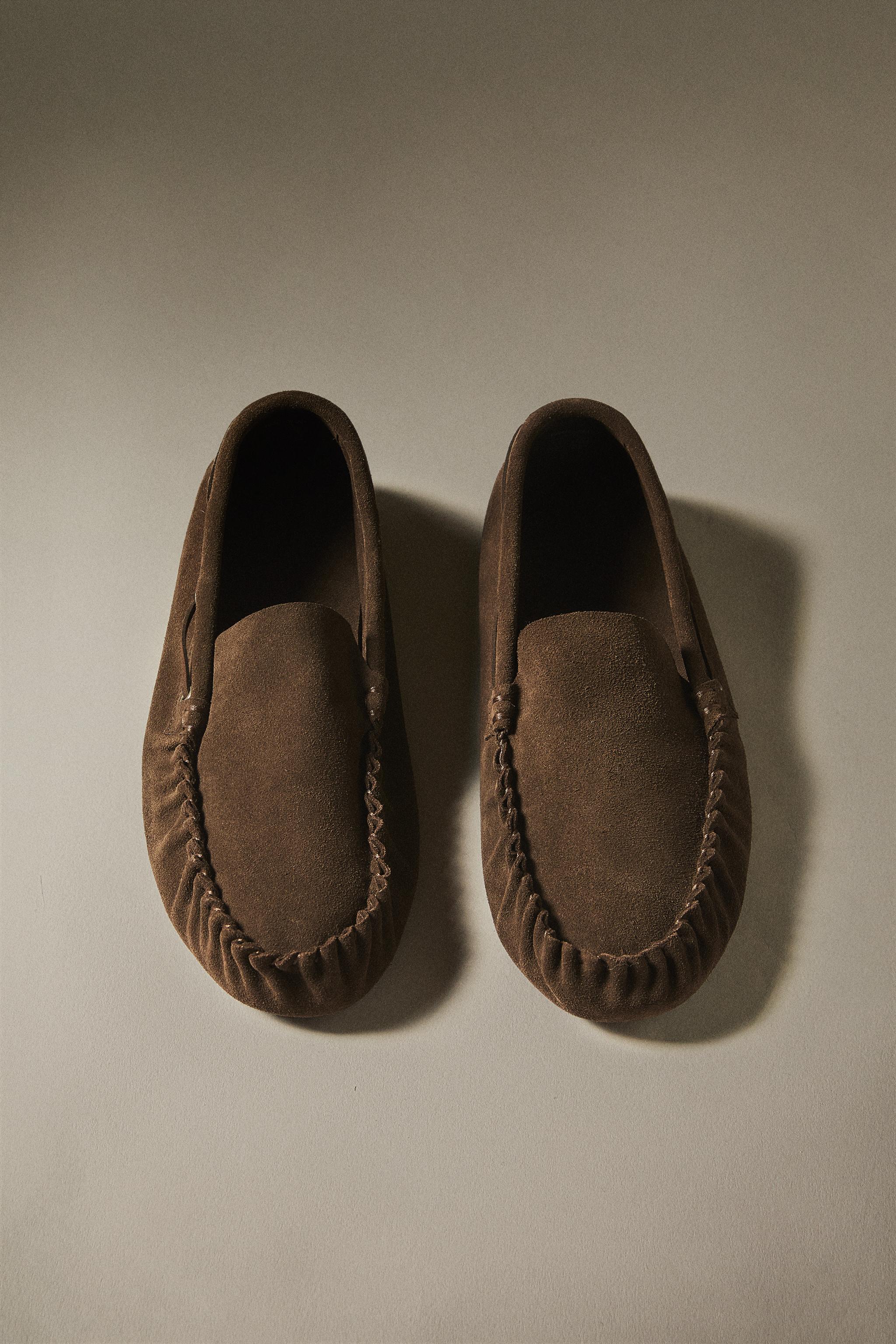 Унисекс Мокасины Zara Home LEATHER MOCCASINS Zara Home