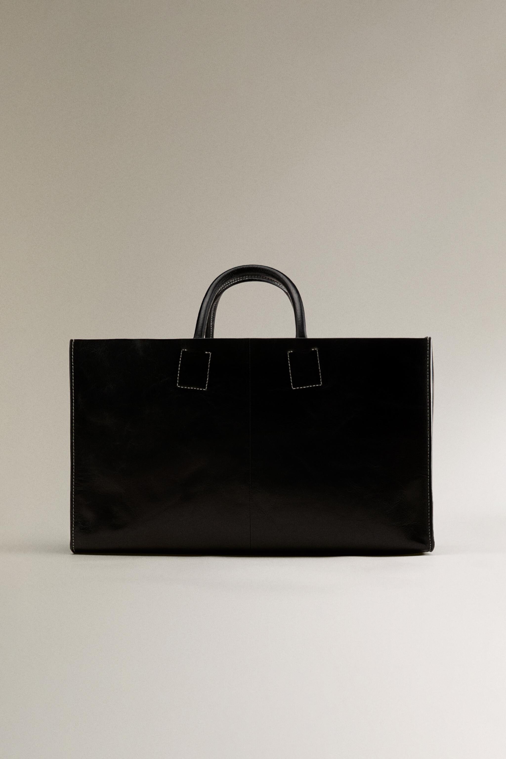 Сумка тоут Zara Home LEATHER TOTE BAG Zara Home