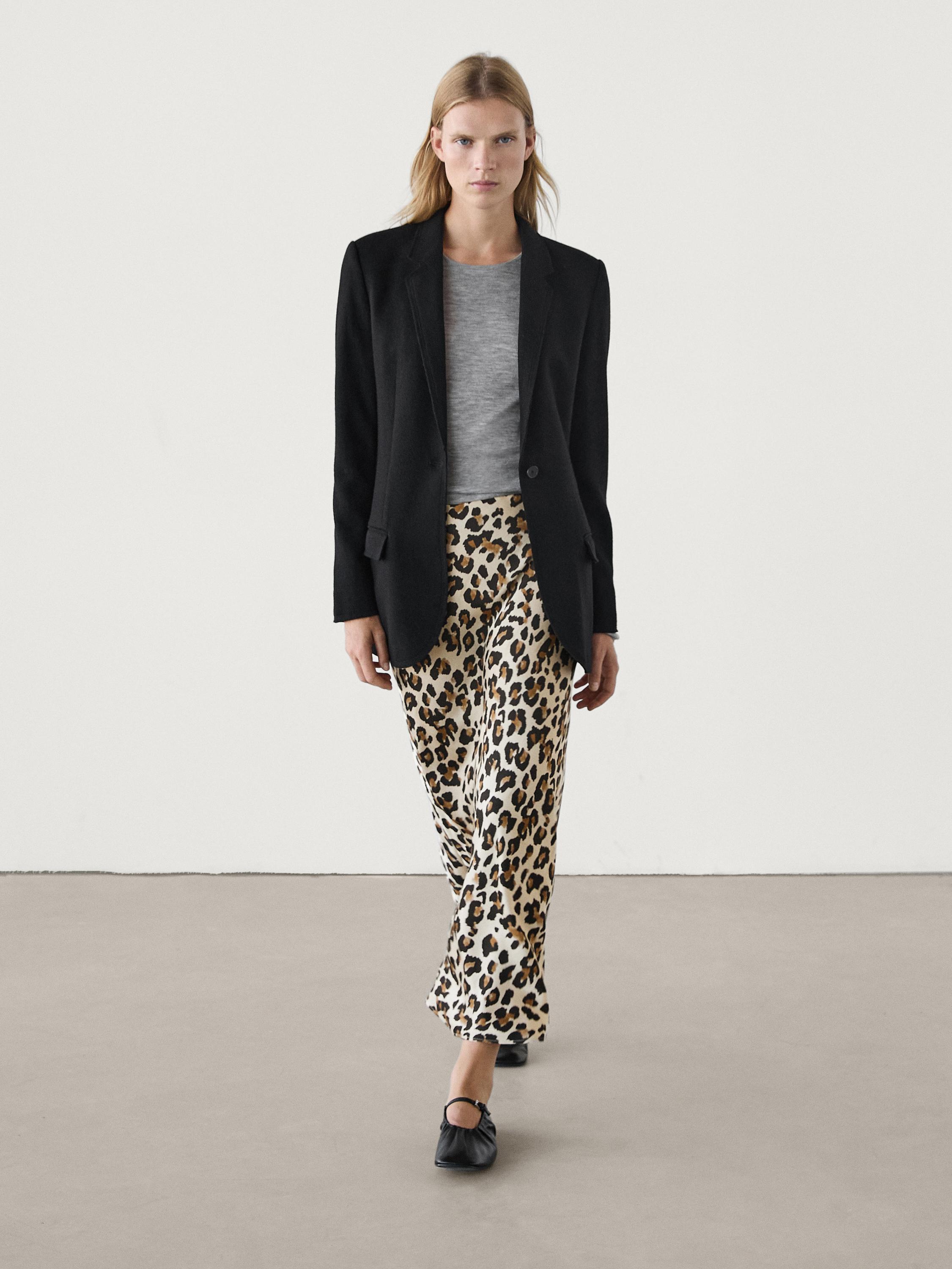 Long animal print skirt Massimo Dutti