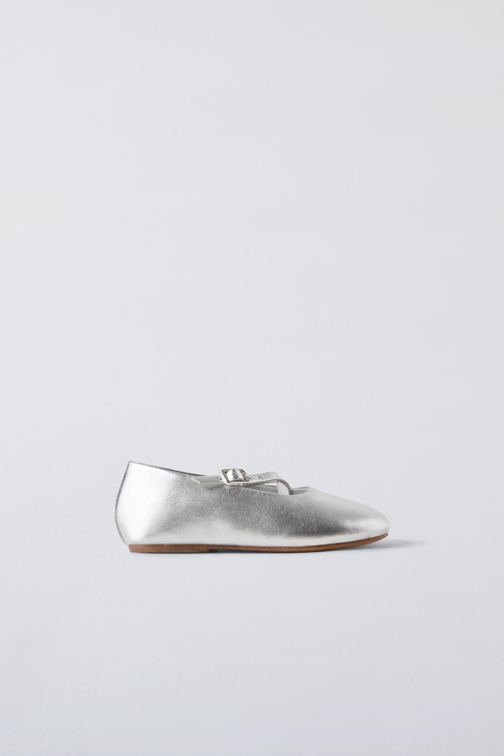  балетки и туфли на плоской подошве Zara METALLIC BALLET FLATS ZARA