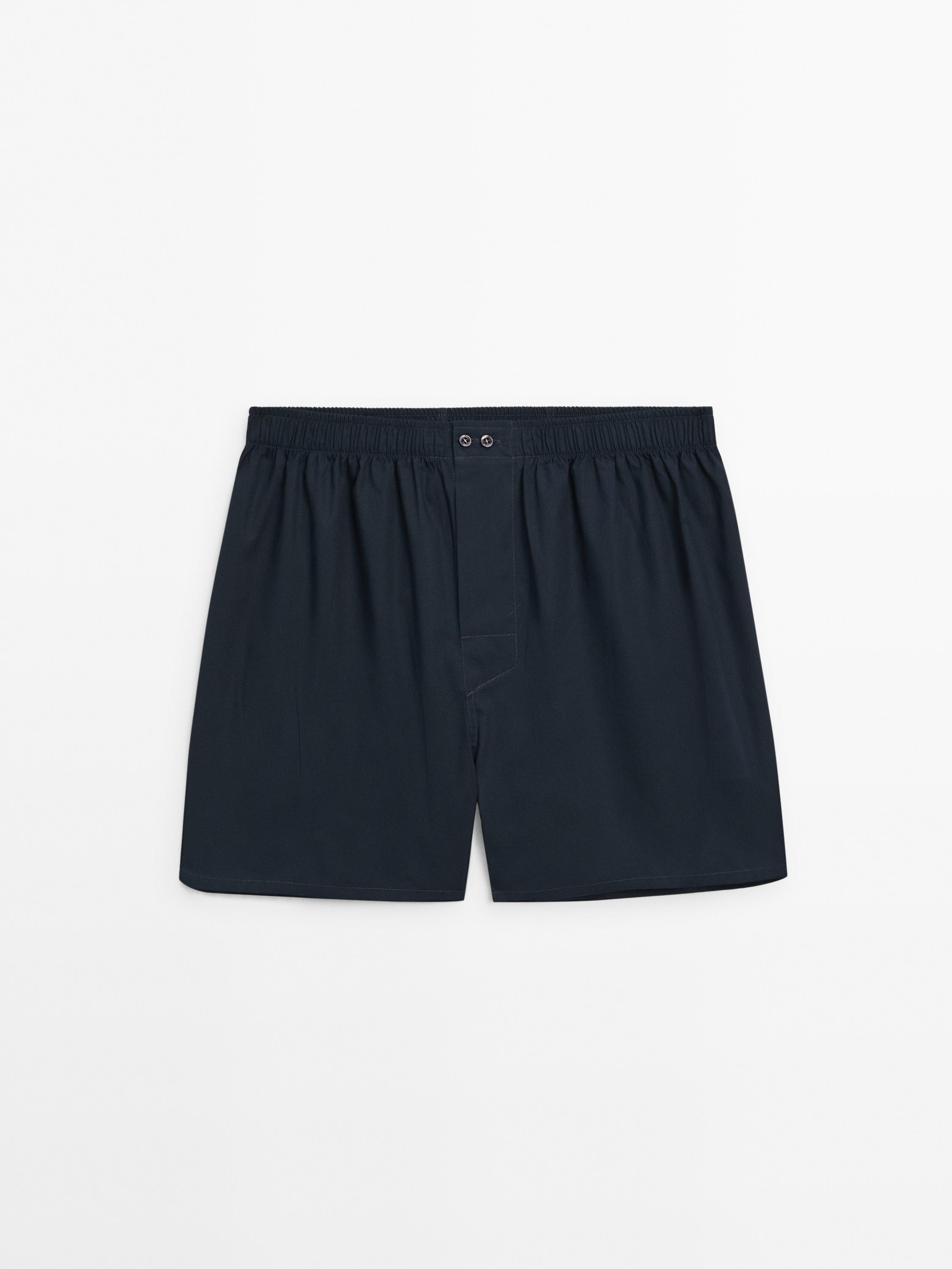 Navy blue poplin boxers Massimo Dutti