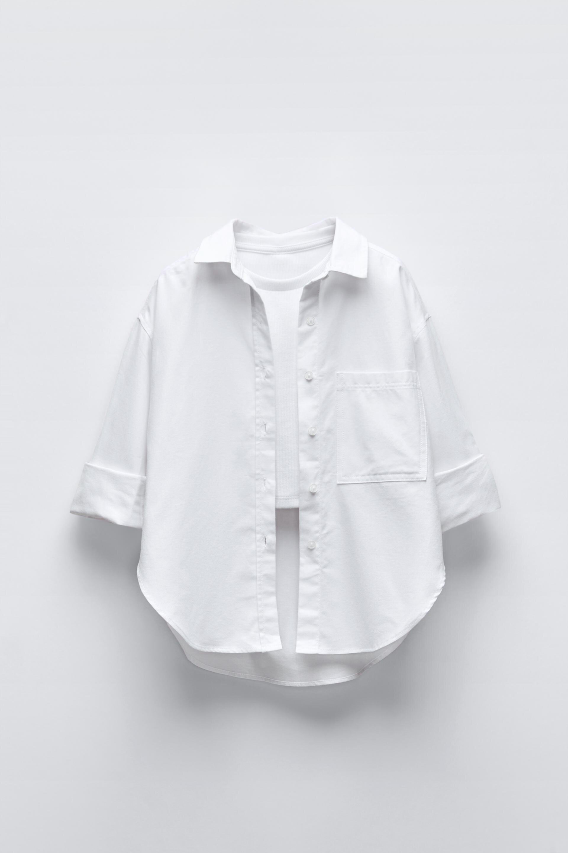  Рубашка Zara OXFORD SHIRT AND RIB TOP ZARA