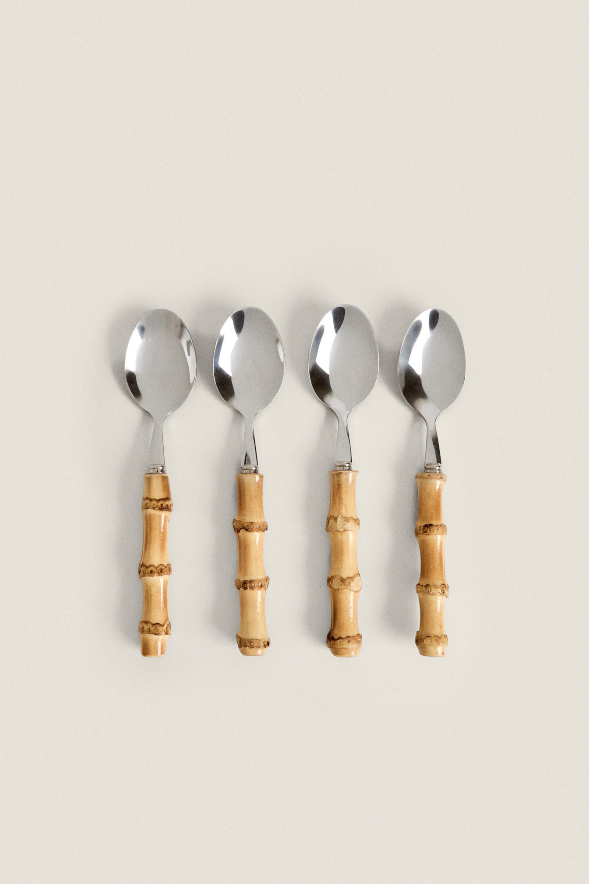 PACK OF DESSERT SPOONS WITH BAMBOO HANDLES (PACK OF 4) Zara Home