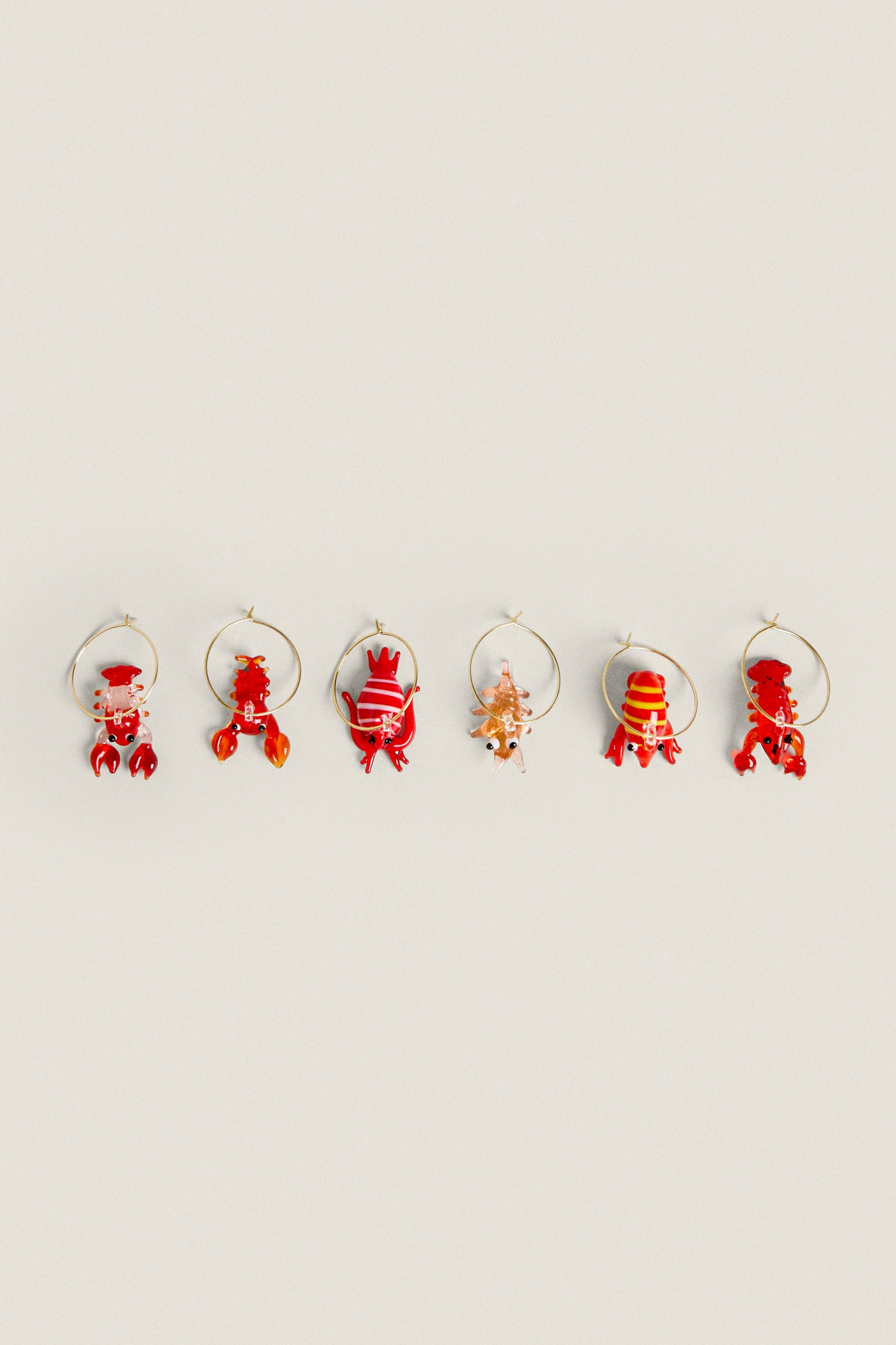 PACK OF RED LOBSTER GLASS CHARMS (PACK OF 6) Zarahome