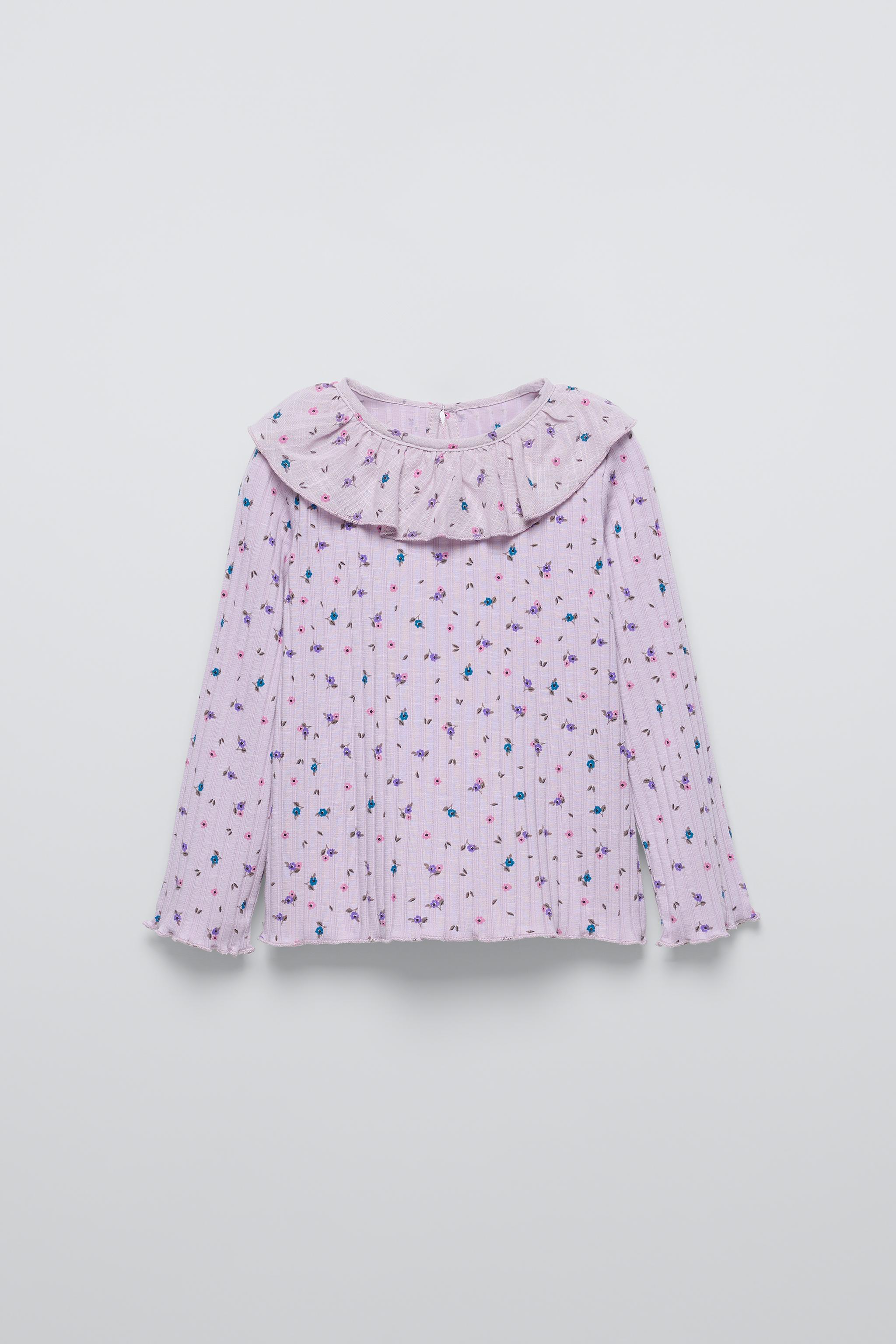  Блузка ZARA RIBBED FLORAL SHIRT ZARA