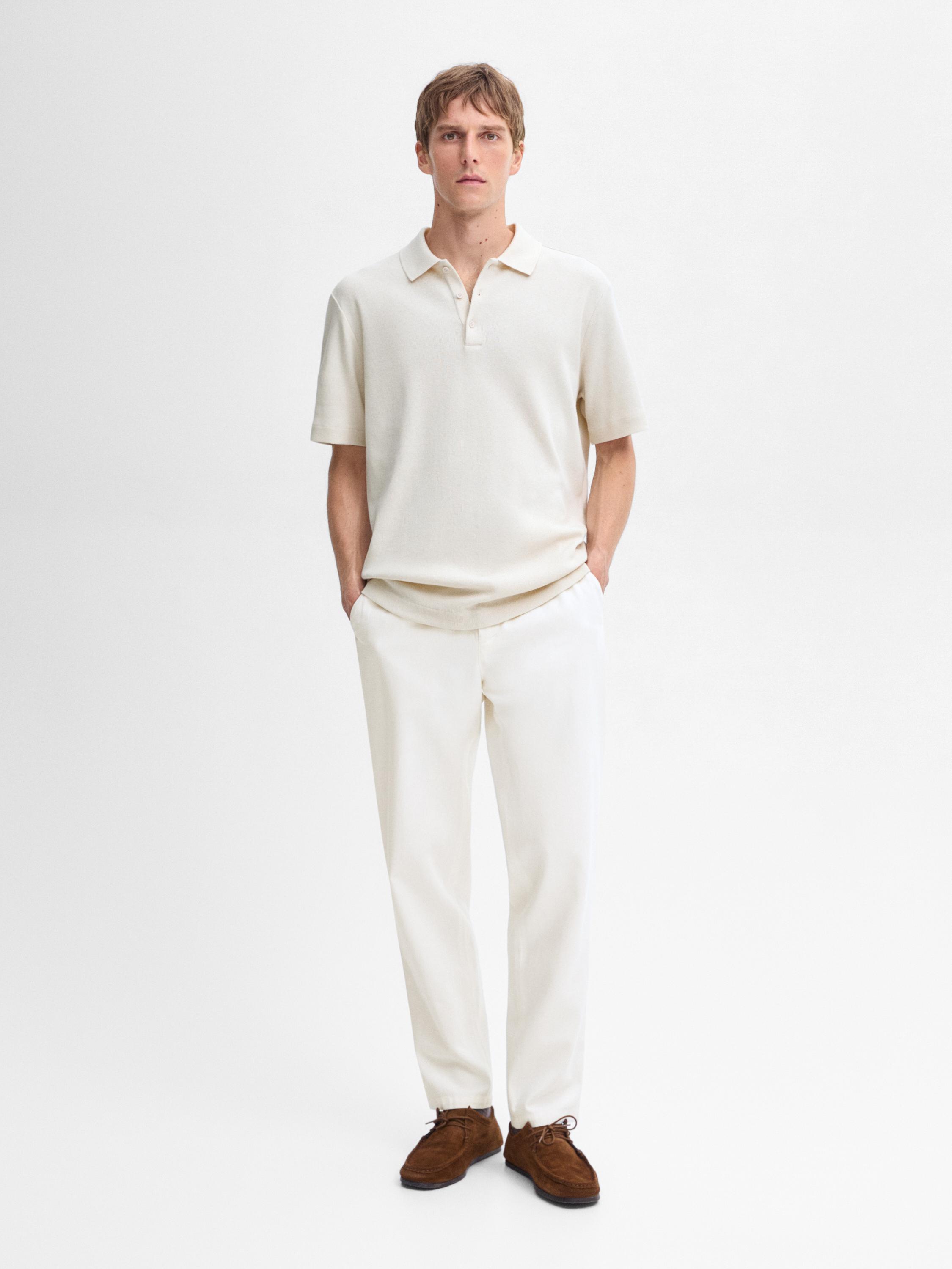 Ribbed short sleeve polo shirt Massimo Dutti