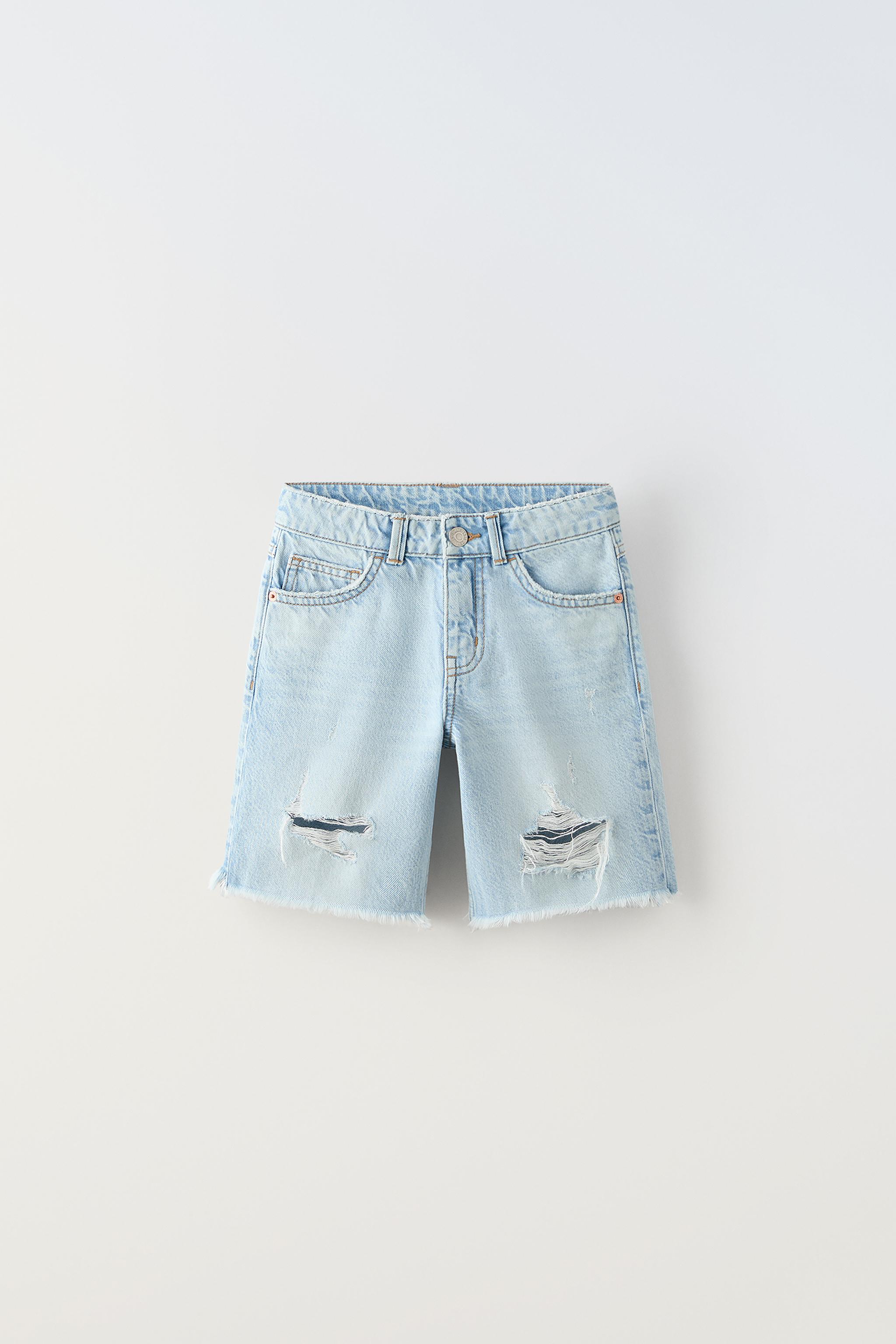  Детские джинсовые шорты ZARA RIPPED DENIM SHORTS ZARA