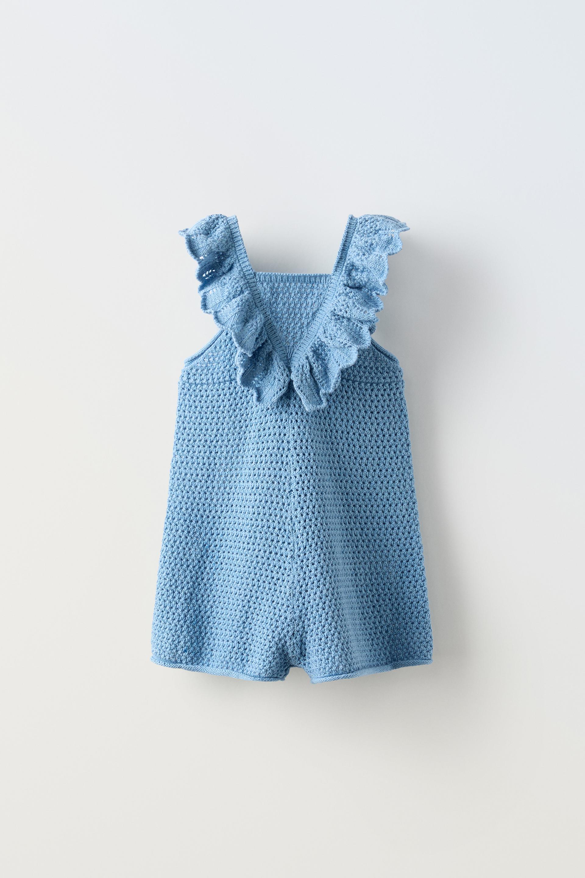 RUFFLED CROCHET KNIT OVERALLS ZARA