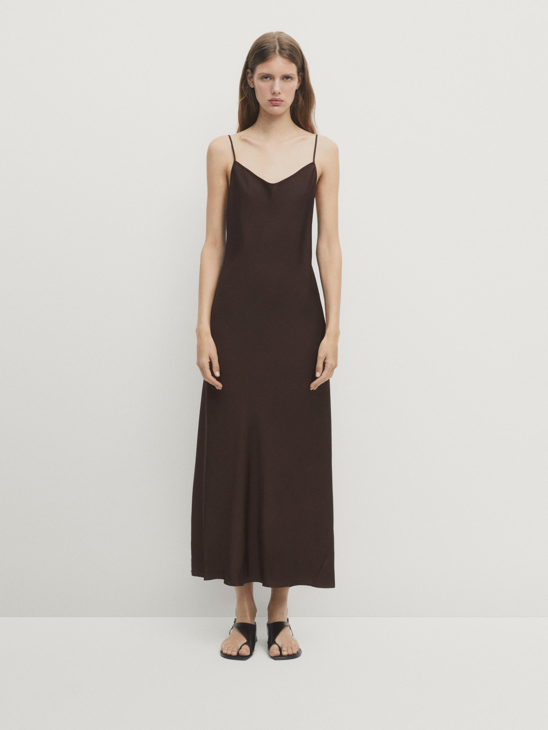 Satin lingerie midi dress Massimo Dutti