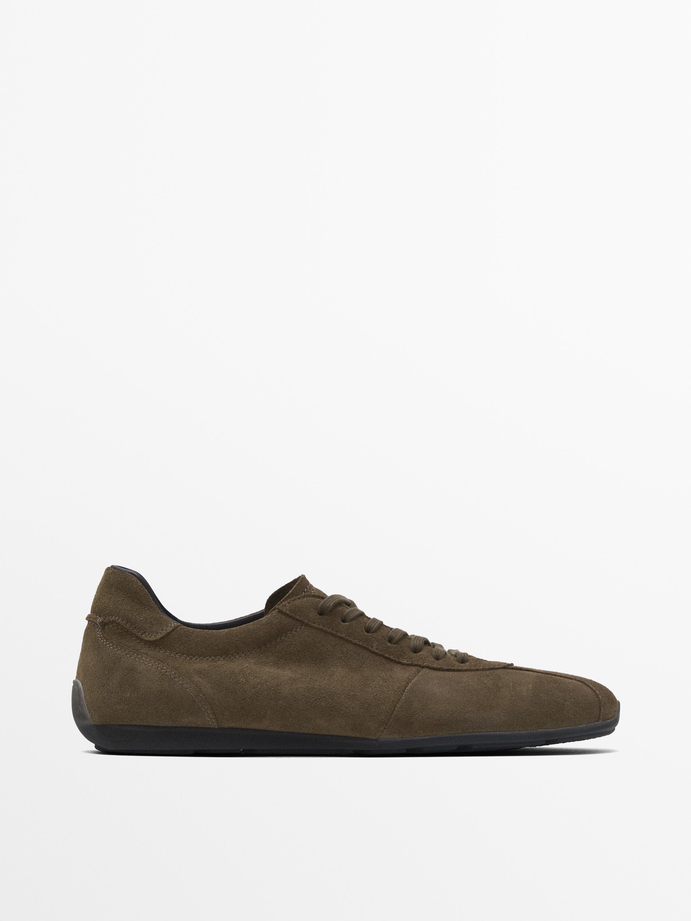 Soft split suede trainers Massimo Dutti