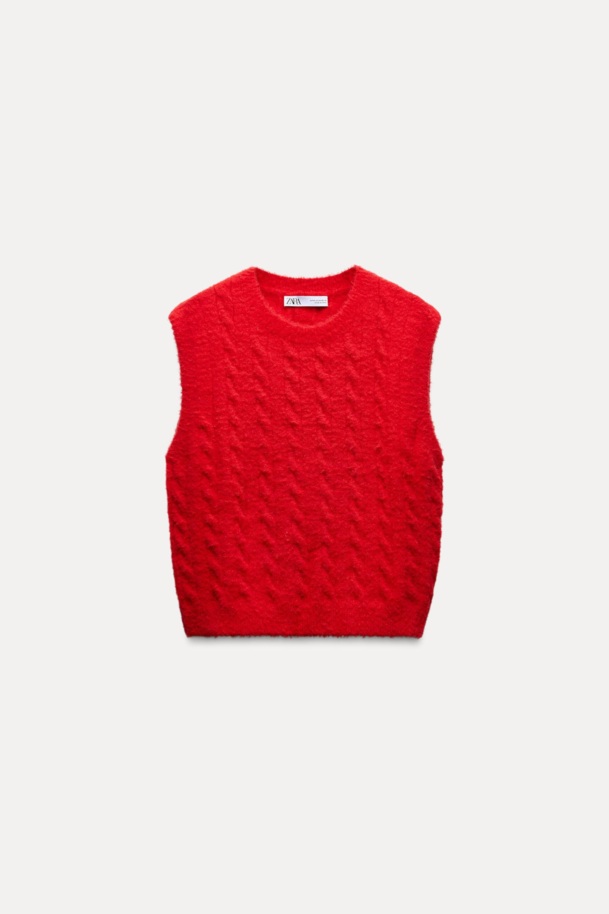 Женский Вязаный жилет Zara SOFT TOUCH CABLE KNIT ZARA