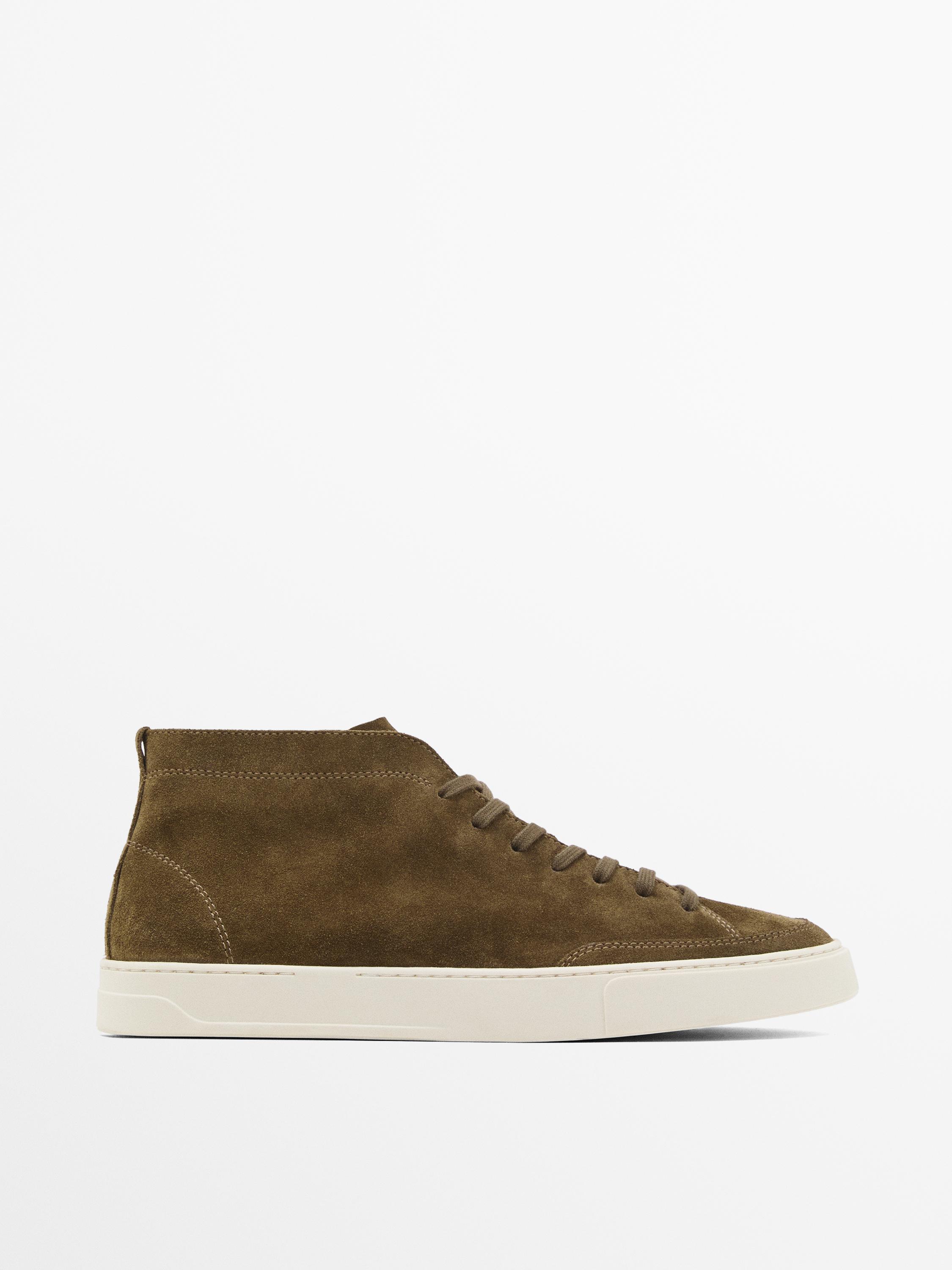 Мужские Повседневные кроссовки Massimo Dutti Split skin high-top trainers Massimo Dutti