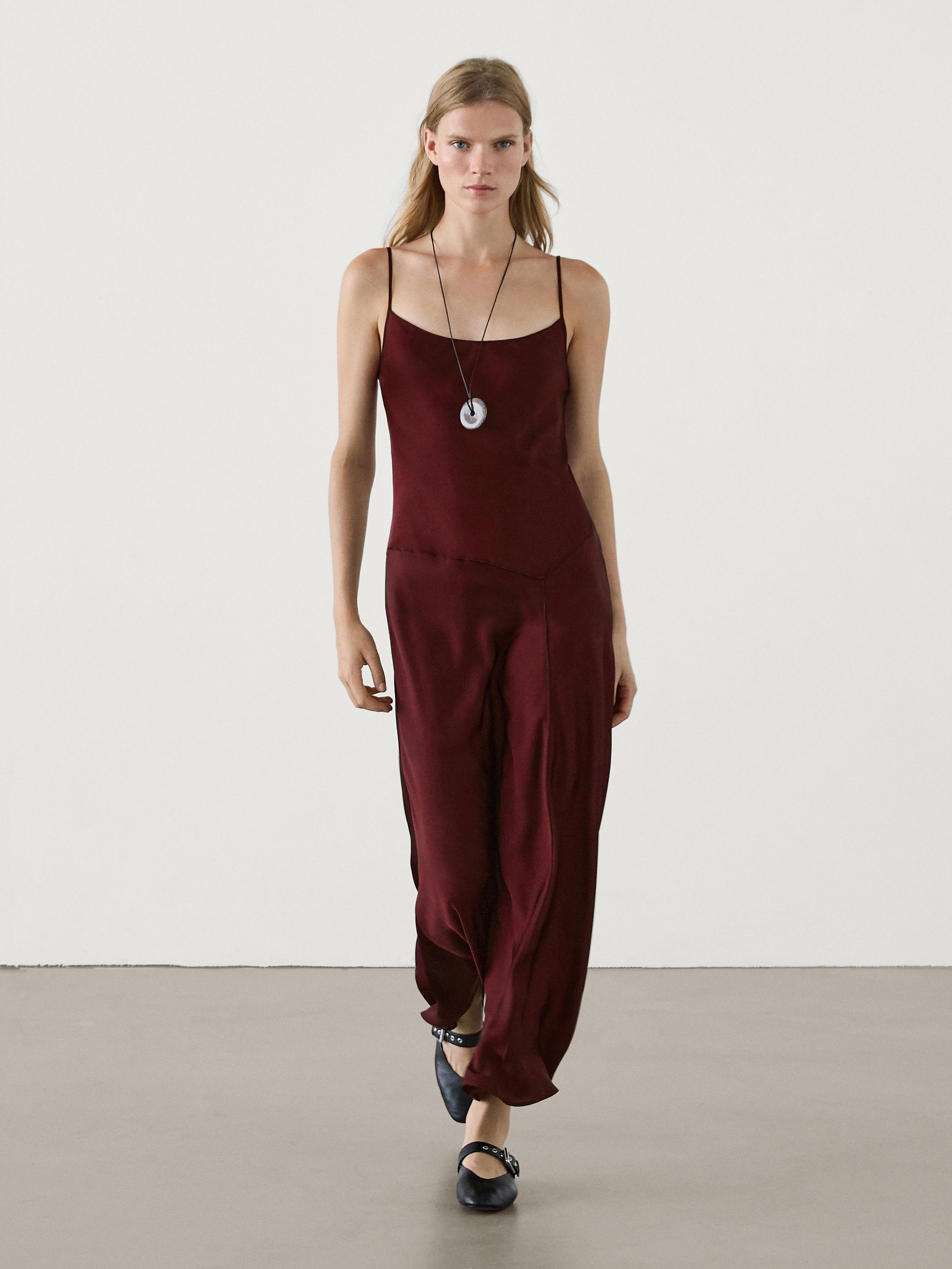 Женское Платье комбинации MASSIMODUTTI Strappy midi slip dress Massimo Dutti