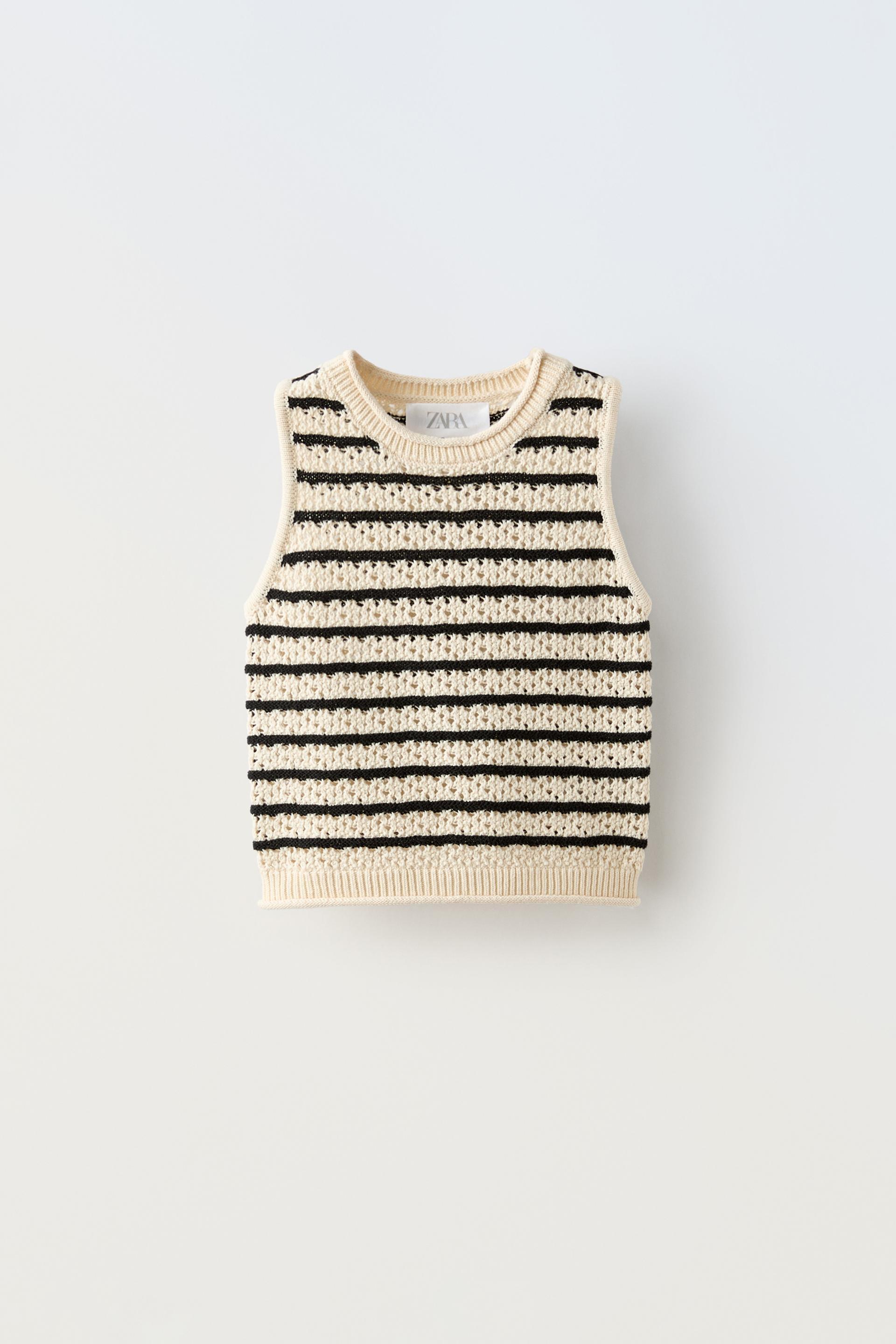 STRIPED CROCHET KNIT TOP ZARA