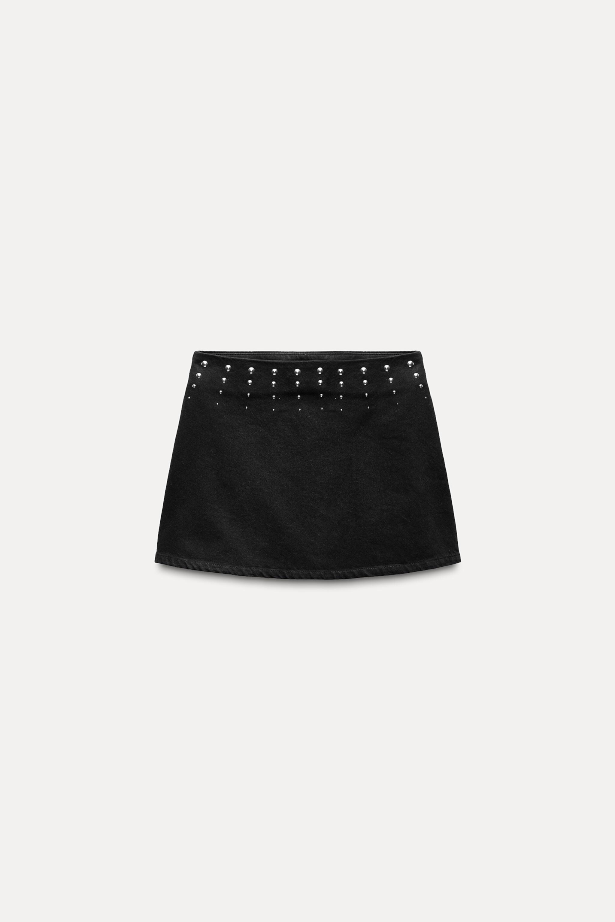 Женская Юбка мини ZARA STUDDED DENIM MINI SKIRT Z1975 ZARA