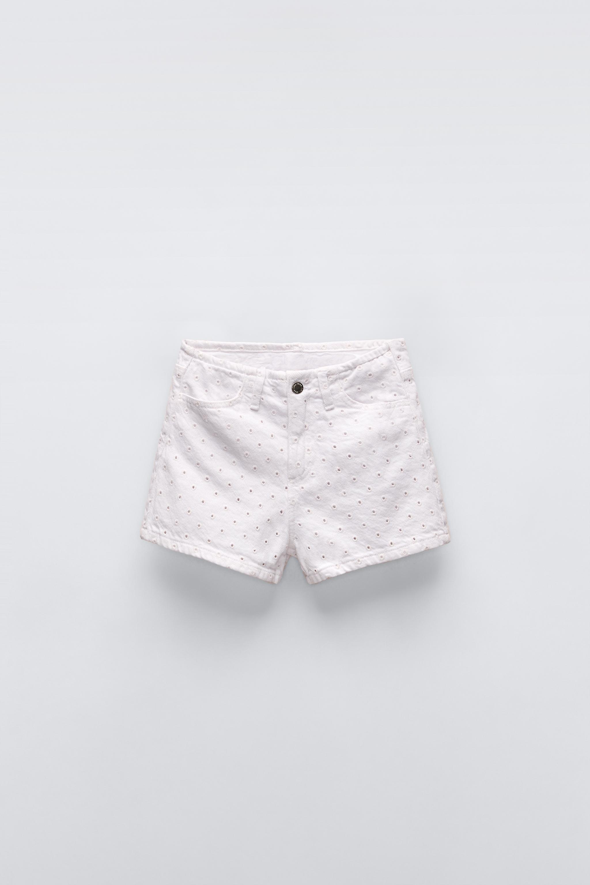  Джинсовые Шорты ZARA SWISS EMBROIDERY DENIM SHORTS ZARA