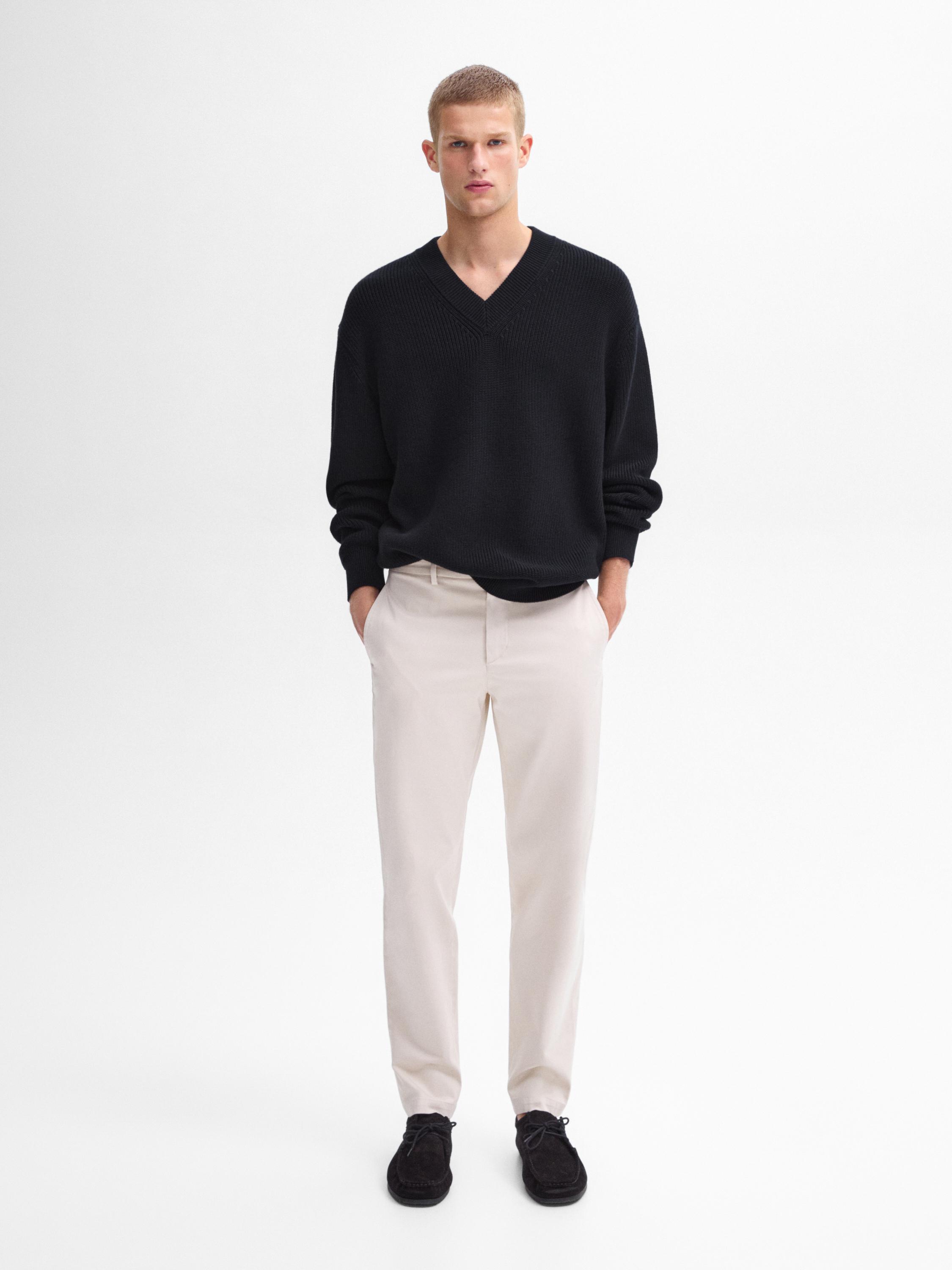 Cotton blend tapered fit trousers Massimo Dutti