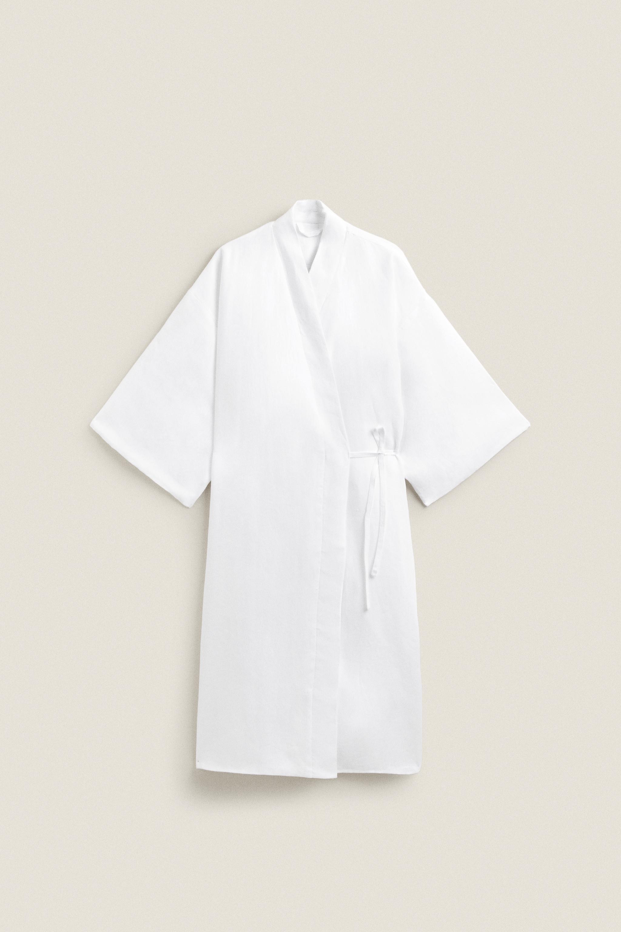 Унисекс Халат Zarahome WASHED LINEN BATHROBE Zara Home