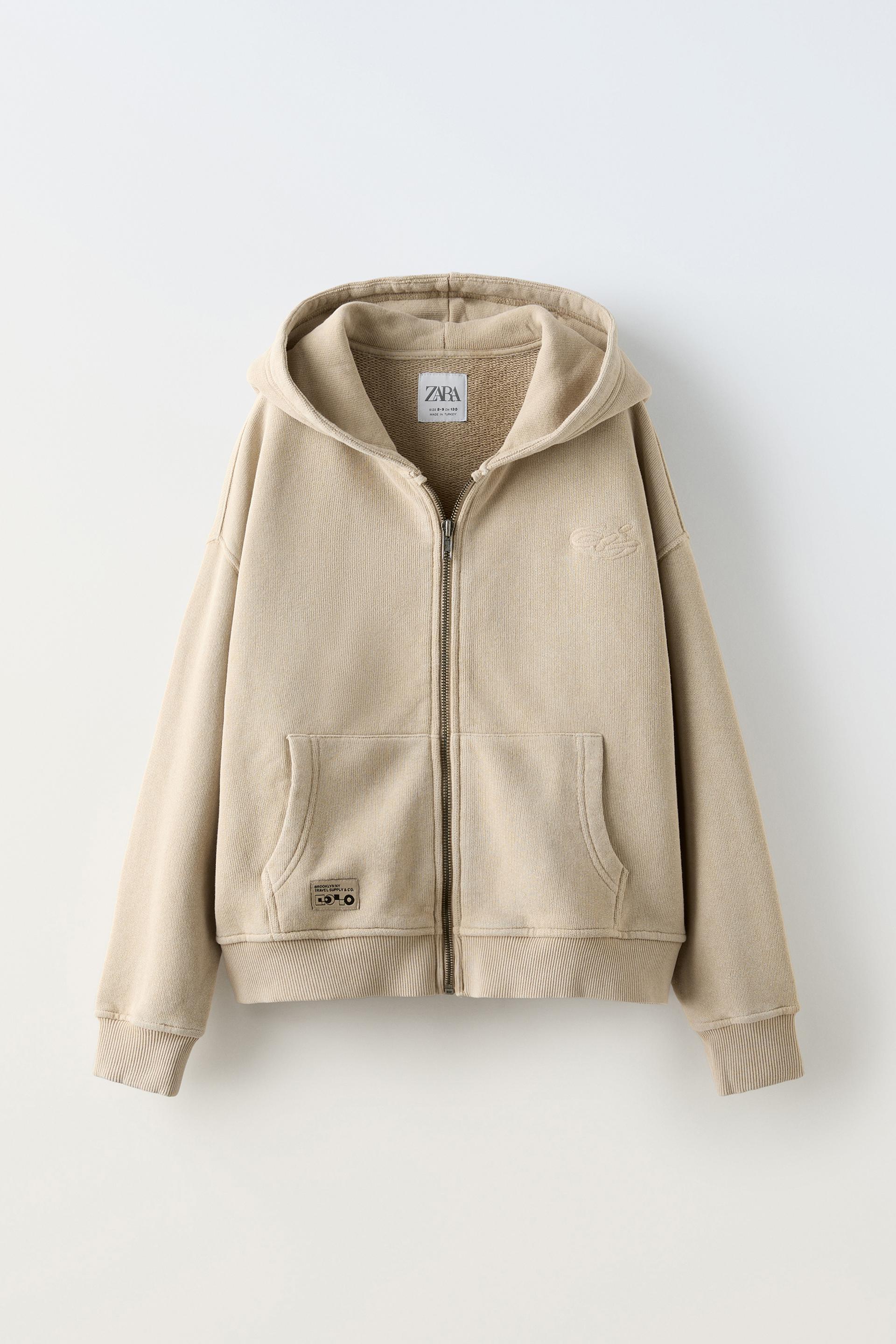 Детское Худи ZARA WASHED ZIP SWEATSHIRT WITH LABEL ZARA