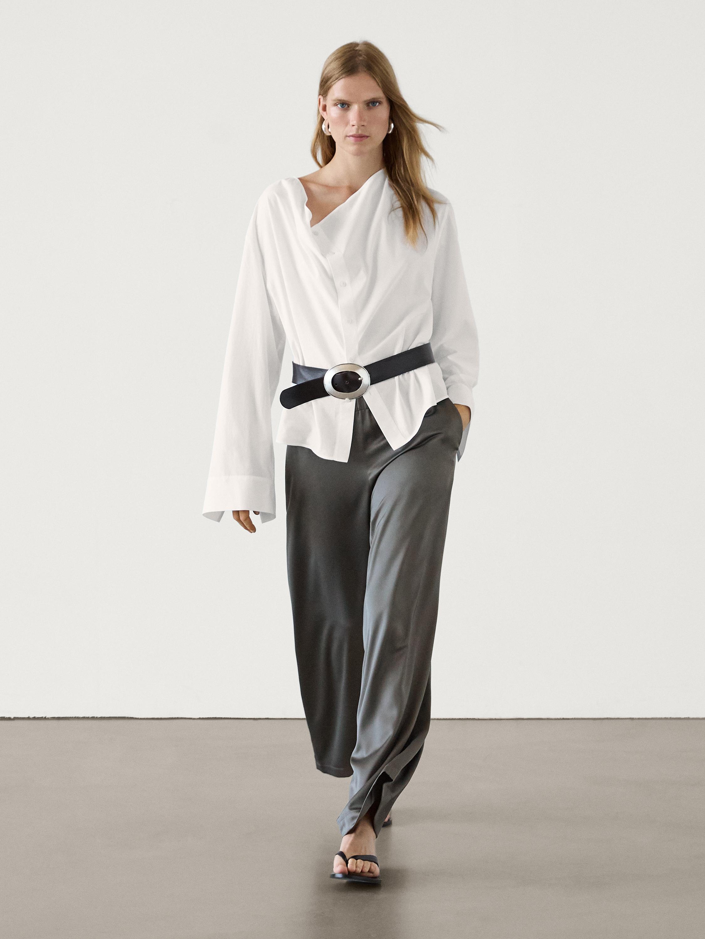 Wide leg satin trousers Massimo Dutti