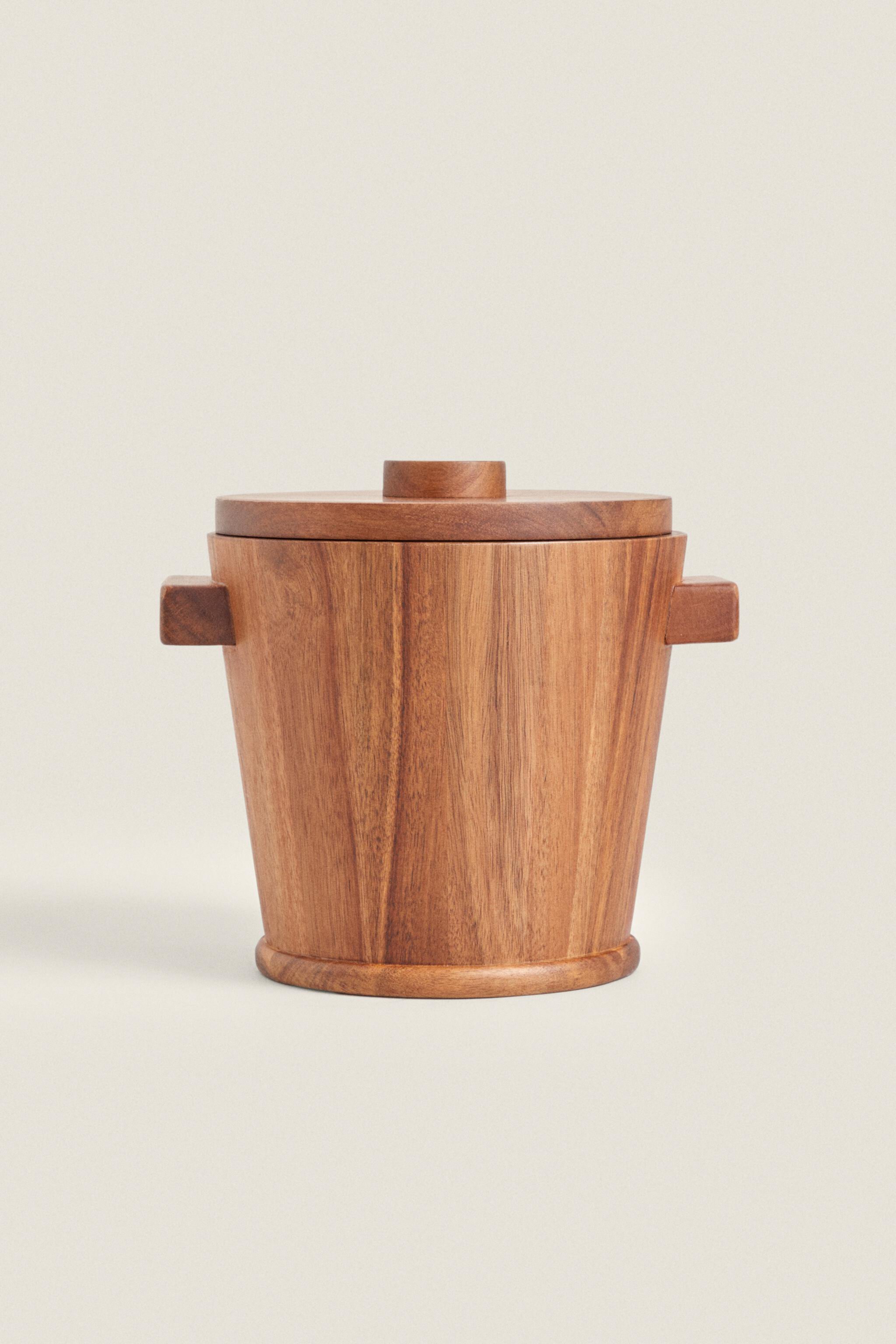 WOODEN ICE BUCKET WITH HANDLES Zara Home