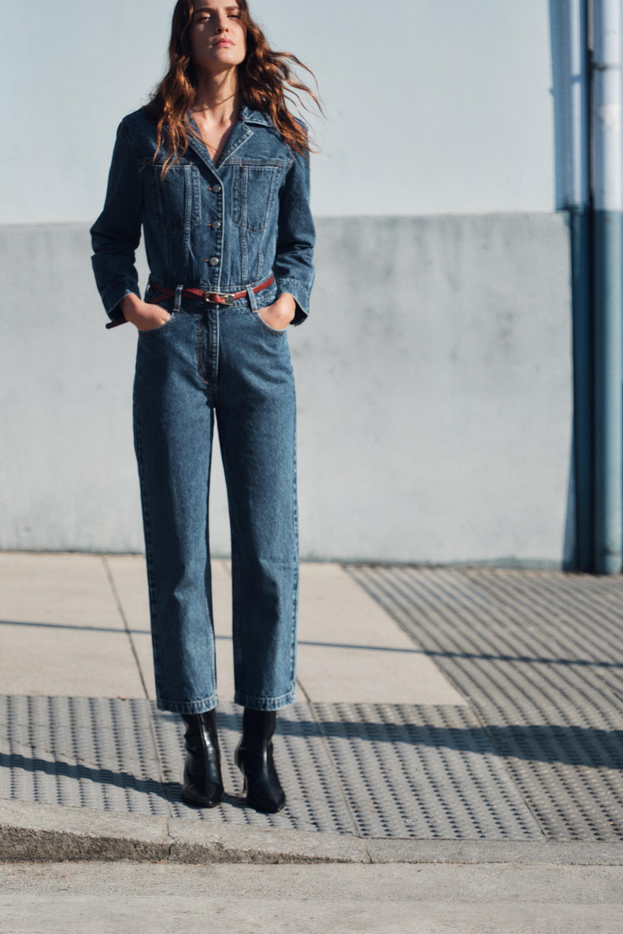 Женский Комбинезон ZARA Z1975 LONG DENIM JUMPSUIT ZARA