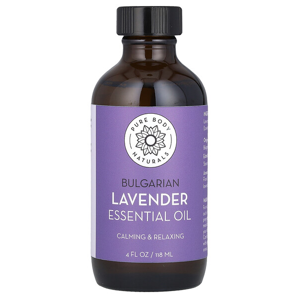 Essential Oil, Bulgarian Lavender, 4 fl oz (118 ml) Pure Body Naturals