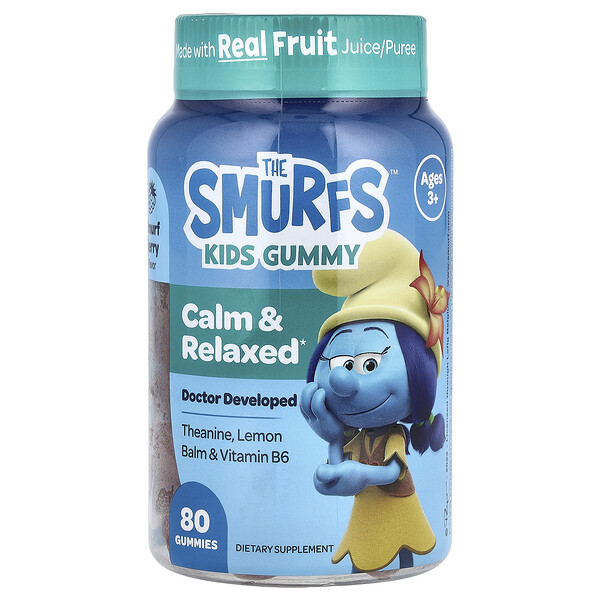 Kids Gummy, Calm & Relaxed, Ages 3+, Smurf Berry, 80 Gummies (Жевательные конфеты) The Smurfs