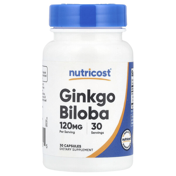 Ginkgo Biloba, 120 mg, 30 Capsules (Капсулы) Nutricost