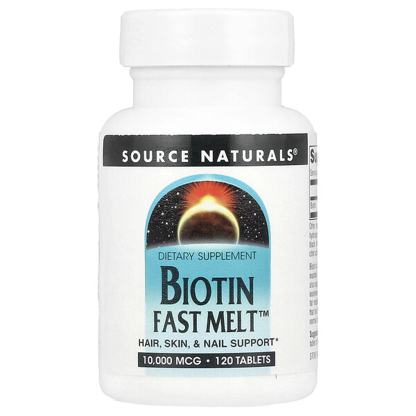 Biotin Fast Melt™, 10,000 mcg, 120 Tablets (Таблетки) Source Naturals