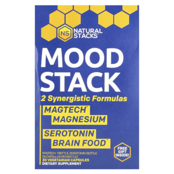 Mood Stack, 2 Bottles, 15 Vegetarian Capsules (Вегетарианские капсулы) Each Natural Stacks