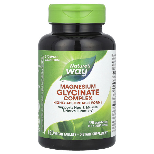 Magnesium Glycinate Complex, 220 mg, 120 Vegan Tablets (Таблетки) (110 mg per Tablet) Nature's Way