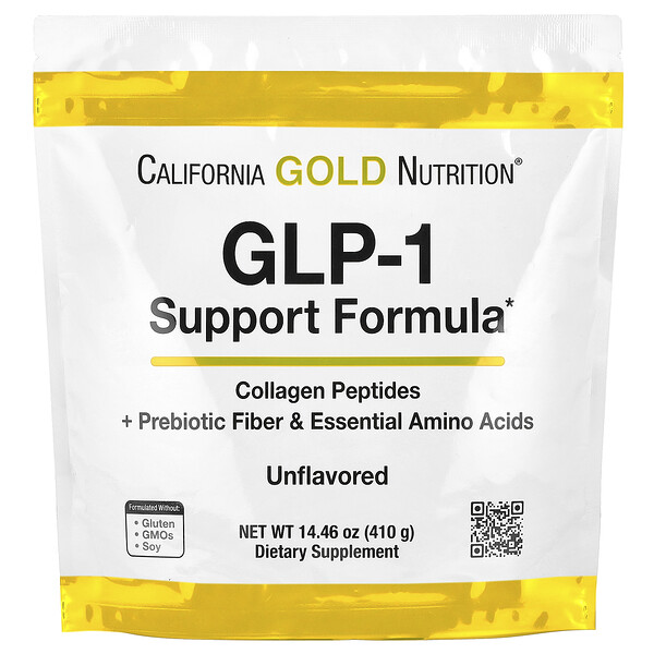 GLP-1 Support Formula, Unflavored (Без вкуса), 14.46 oz (Унции) (410 g) California Gold Nutrition