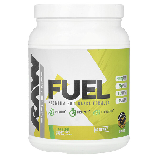 Fuel, Premium Endurance Formula, Lemon Lime, 57.28 oz (Унции) (1,620 g) Raw Nutrition