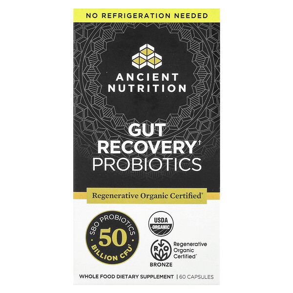 Gut Recovery Probiotics, 50 Billion CFU, 60 Capsules (Капсулы) Ancient Nutrition