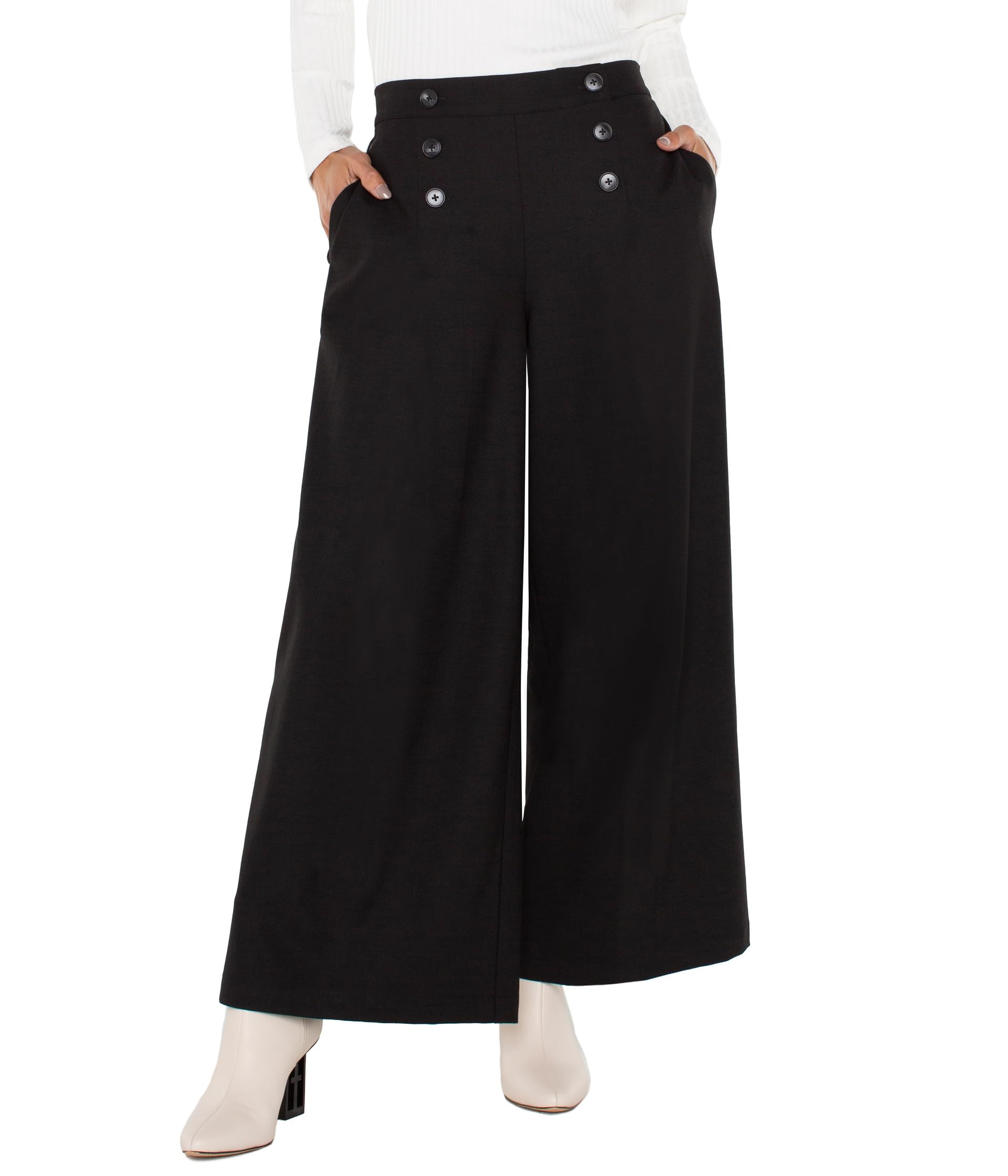 Женские Брюки Liverpool Los Angeles Sailor Wide Leg Mid Rise Textured Stretch Woven Liverpool Los Angeles