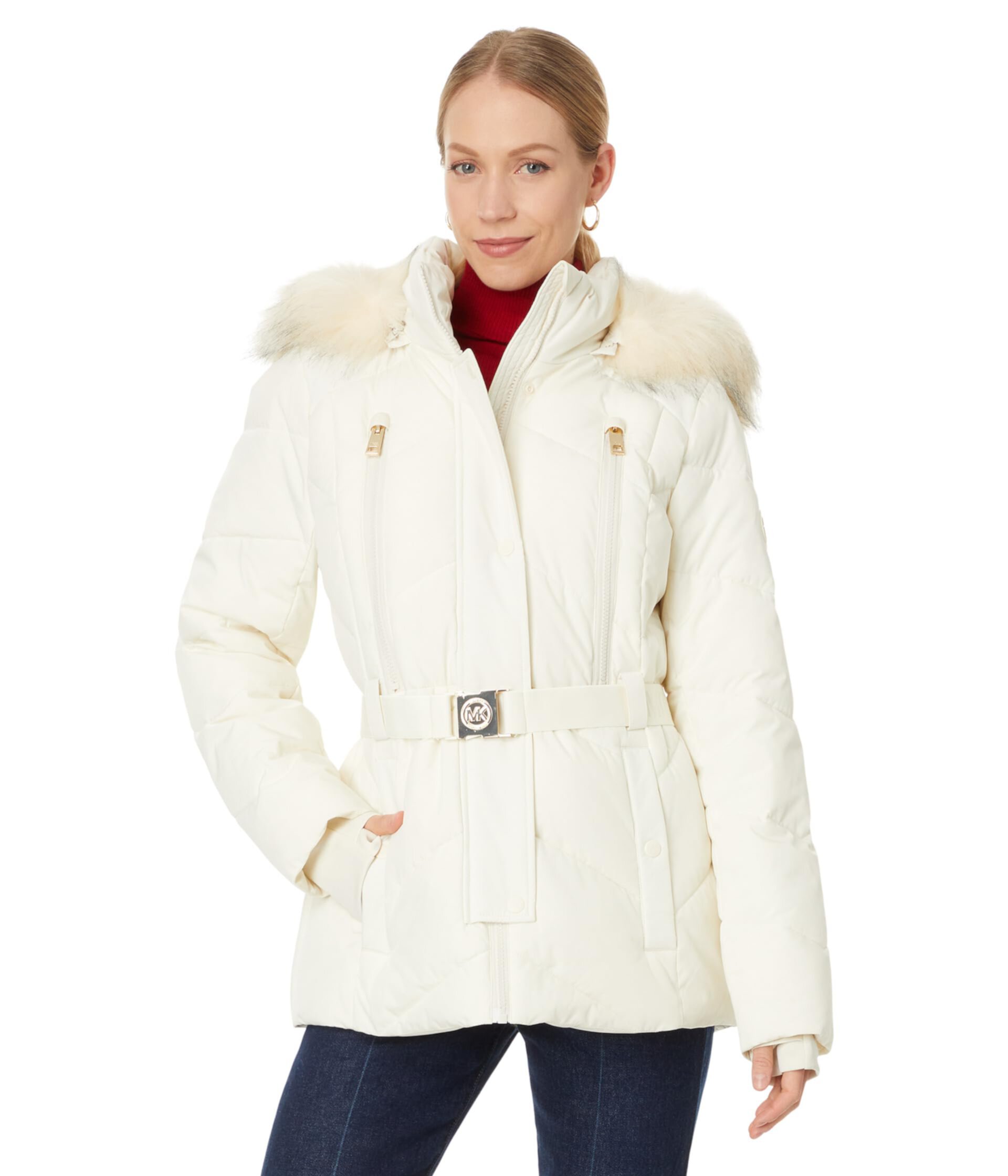 Женский Пуховик MICHAEL Michael Kors Active Puffer With Fur Trim Hood A423409B MICHAEL Michael Kors