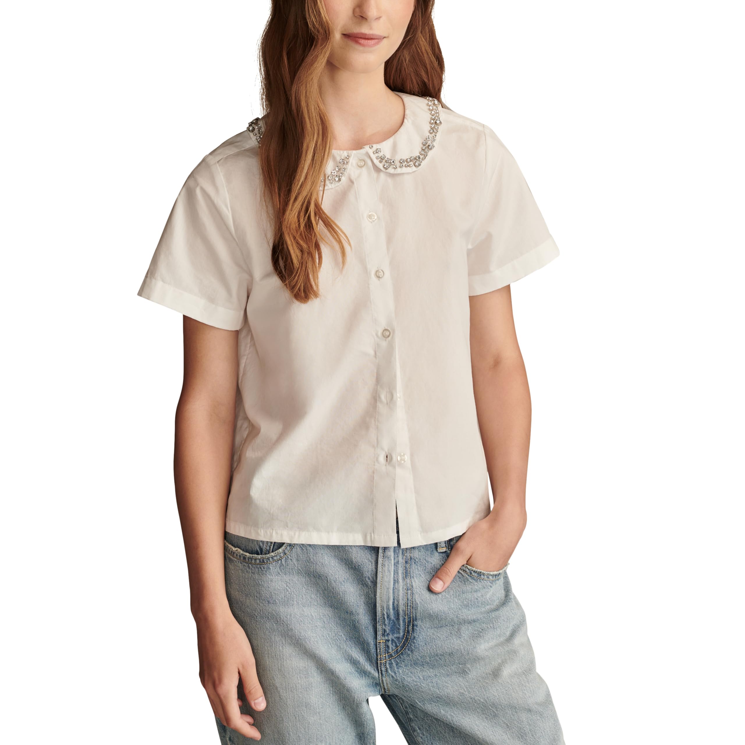 Embellished Peter Pan Collar Shirt Lucky Brand