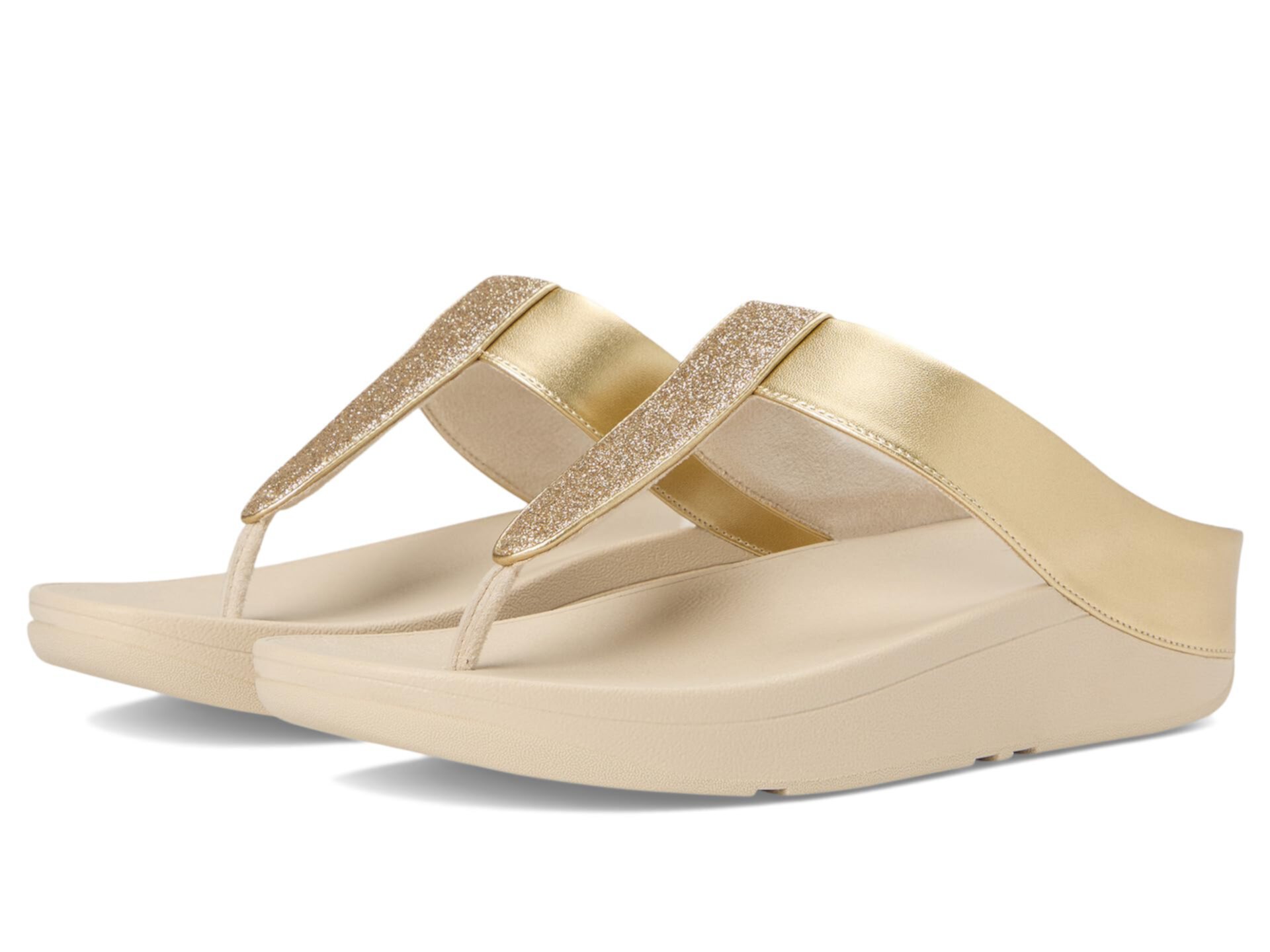 Женские Сандалии на плоской подошве FitFlop Fino Glitterdust Metallic FitFlop