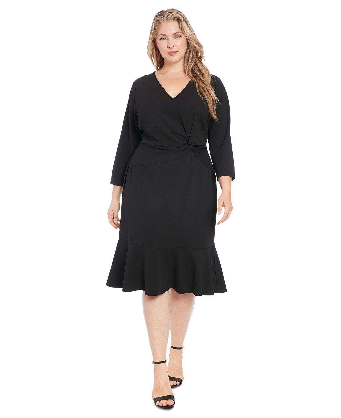 Женское Платье London Times Plus Size Side-Knot 3/4-Sleeve London Times