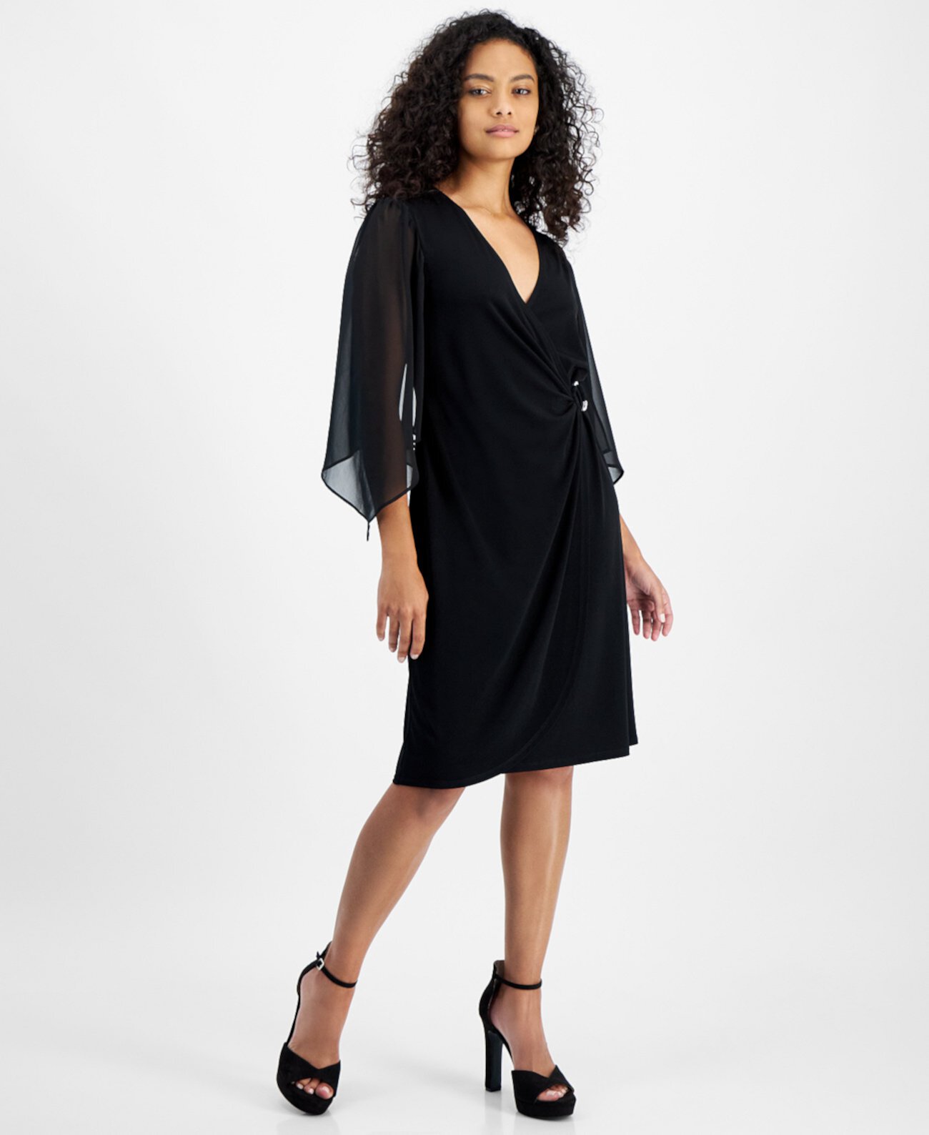 Женское Платье Connected Petite Cape-Sleeve Surplice Sheath Connected