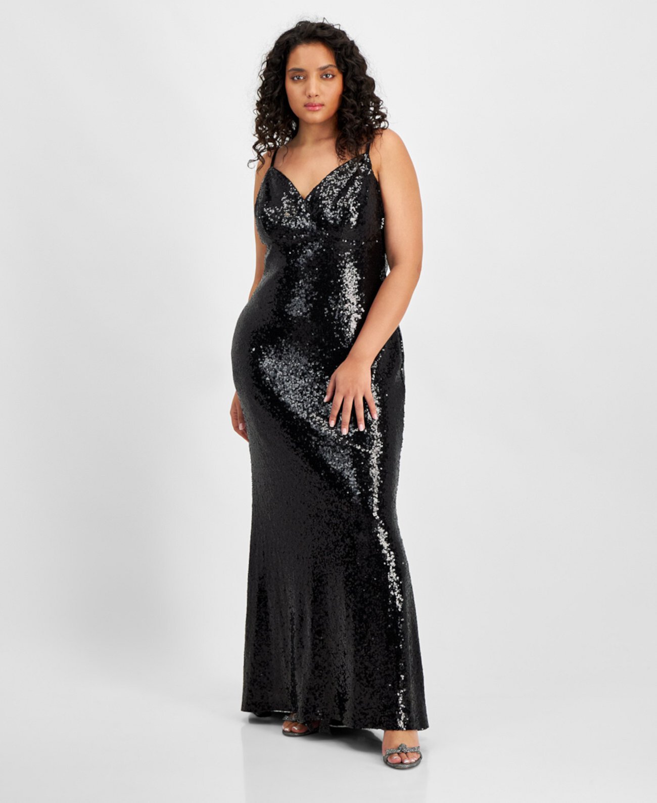 Женское Вечернее Платье B Darlin Trendy Plus Size Sequin V-Neck B Darlin