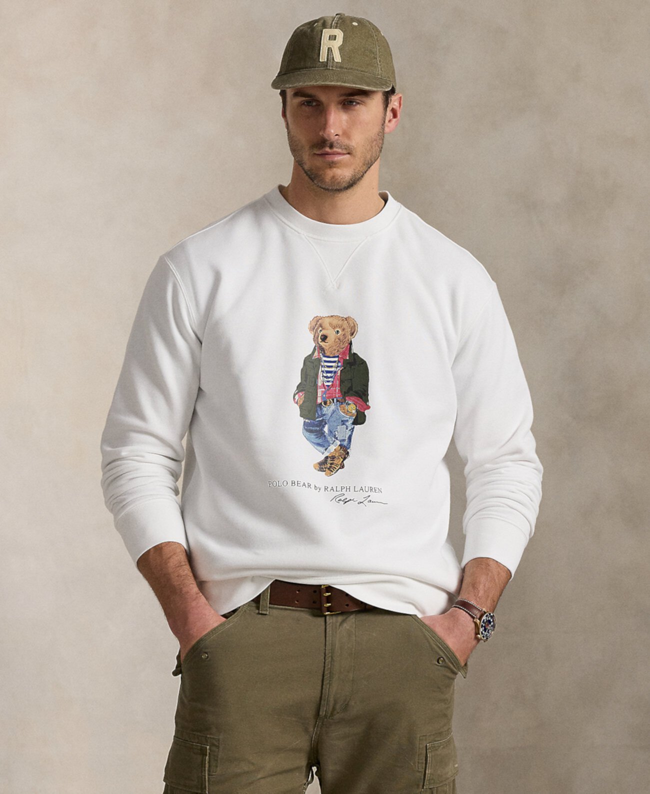 Флисовое худи для крупных и высоких мужчин с логотипом Polo Bear от Polo Ralph Lauren Polo Ralph Lauren