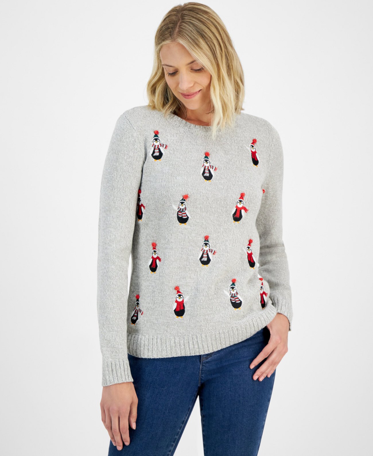 Женский Свитер Holiday Lane Petite Fuzzy Penguins Holiday Lane