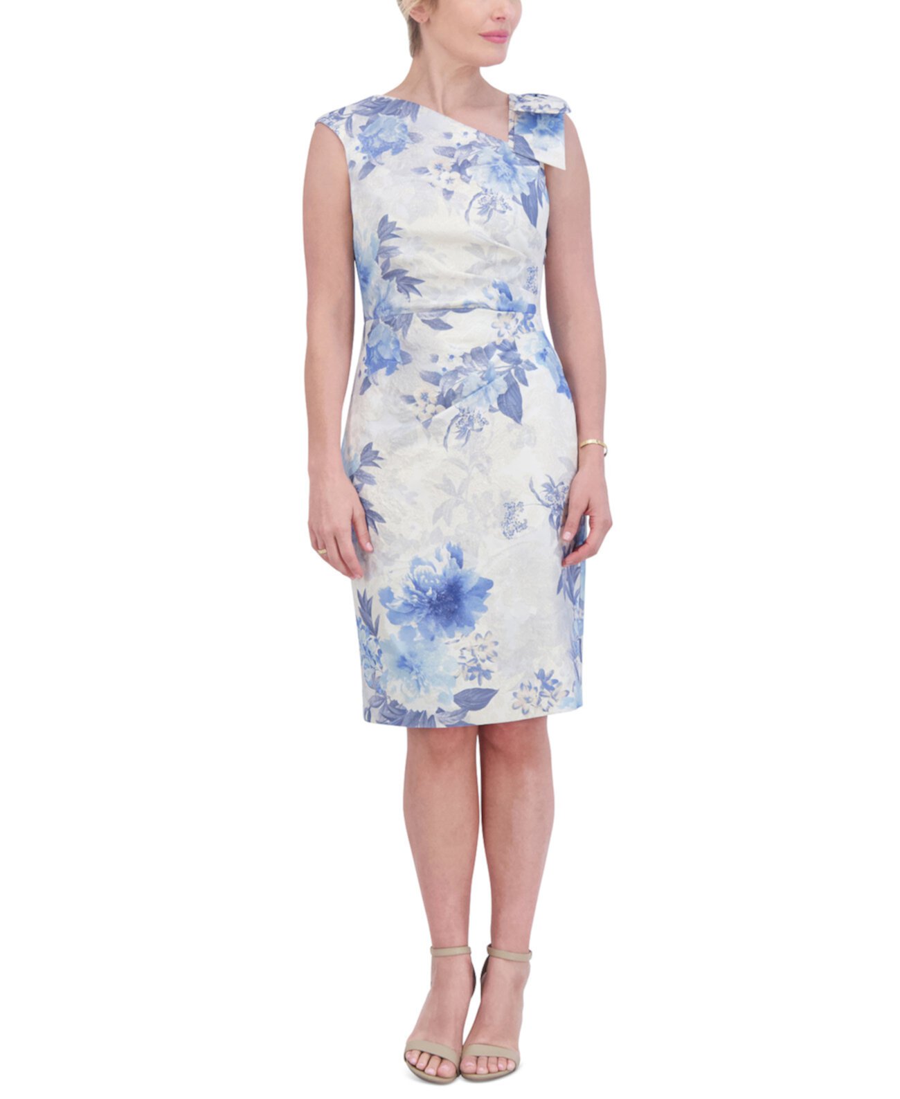 Женское Платье Jessica Howard Petite Floral-Print Bow-Trim Sheath Dress Jessica Howard