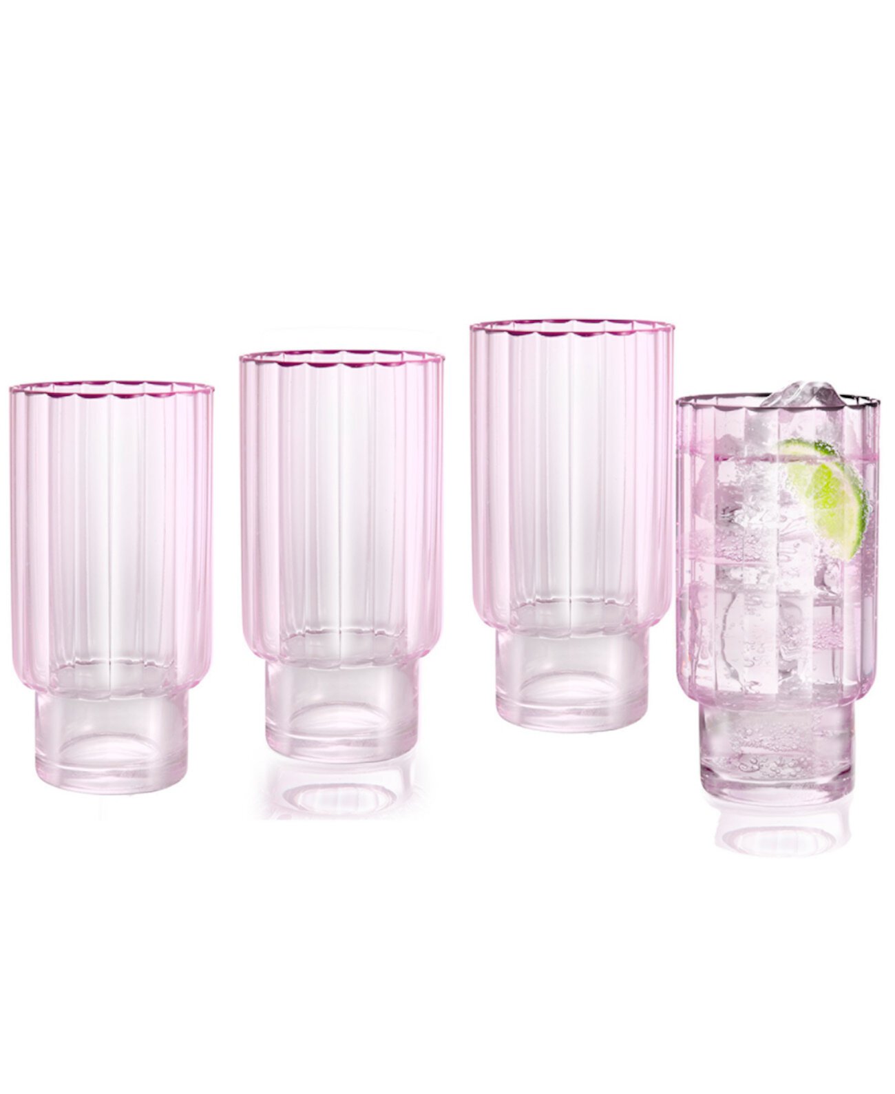 Cranberry Highball Glasses, Set of 4 Qualia Glass