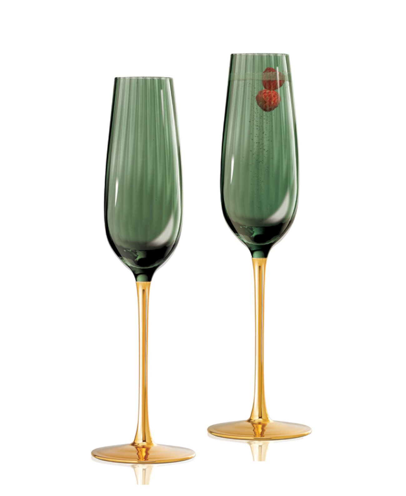 Posh Champagne Flutes, Set of 2 Qualia Glass