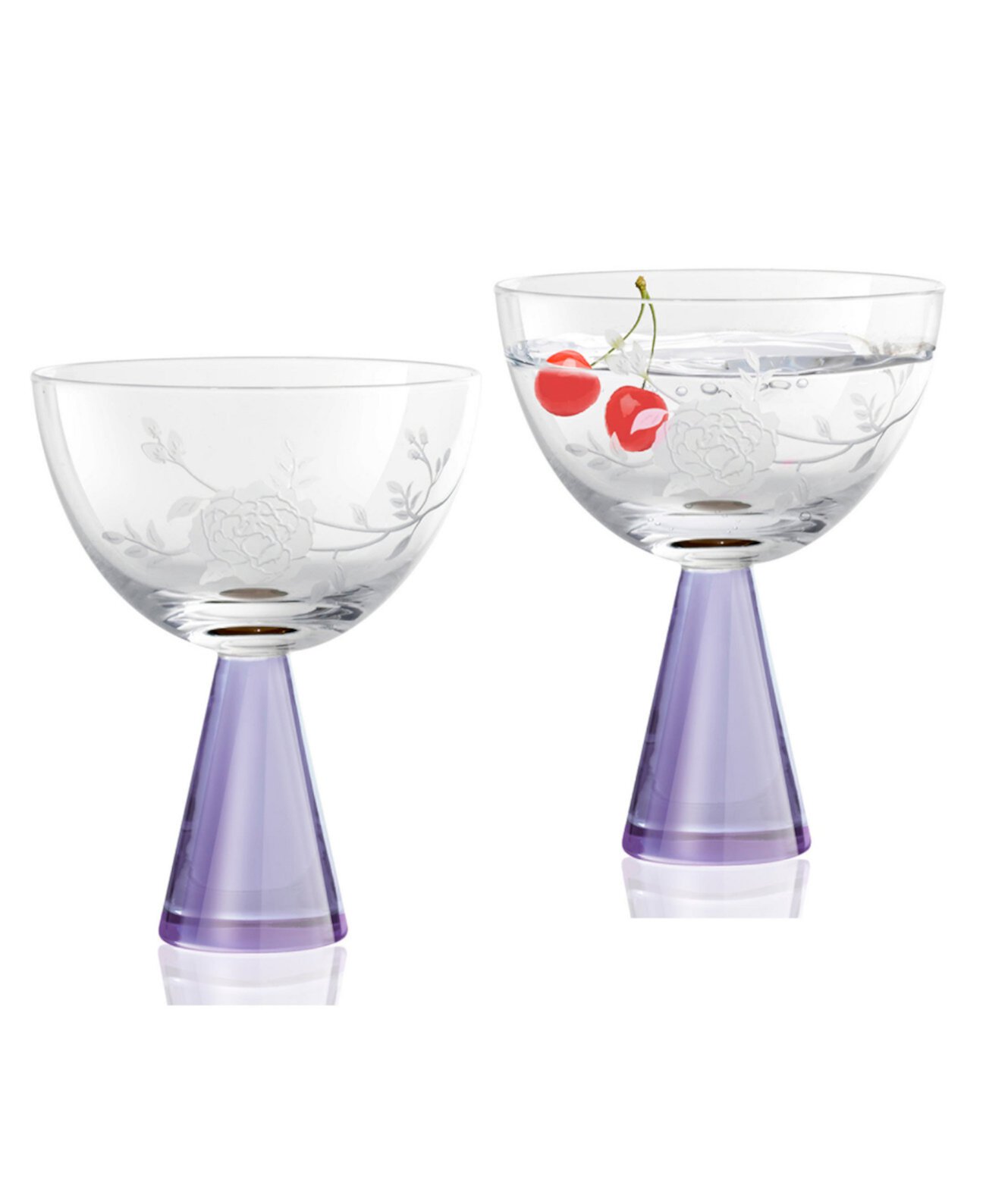 Peony Coupes, Set of 2 Qualia Glass